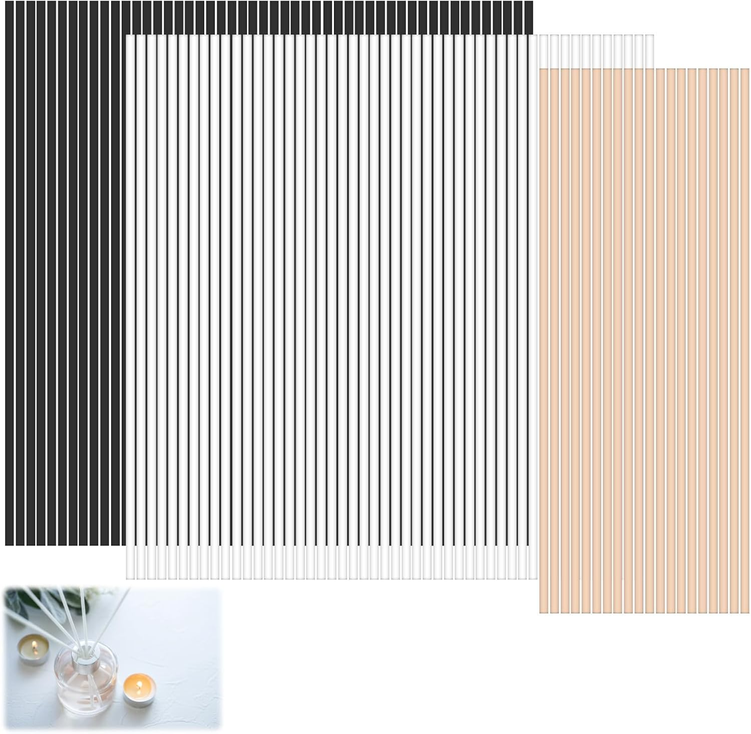 120 Pcs Diffuser Reed Sticks Refills - Natural Rattan Essential Oil Sticks for Home & Office, Long-Lasting Aromatherapy, Decorative White/Black/Wooden Sticks (Premium Fragrance Accessories) image number 5