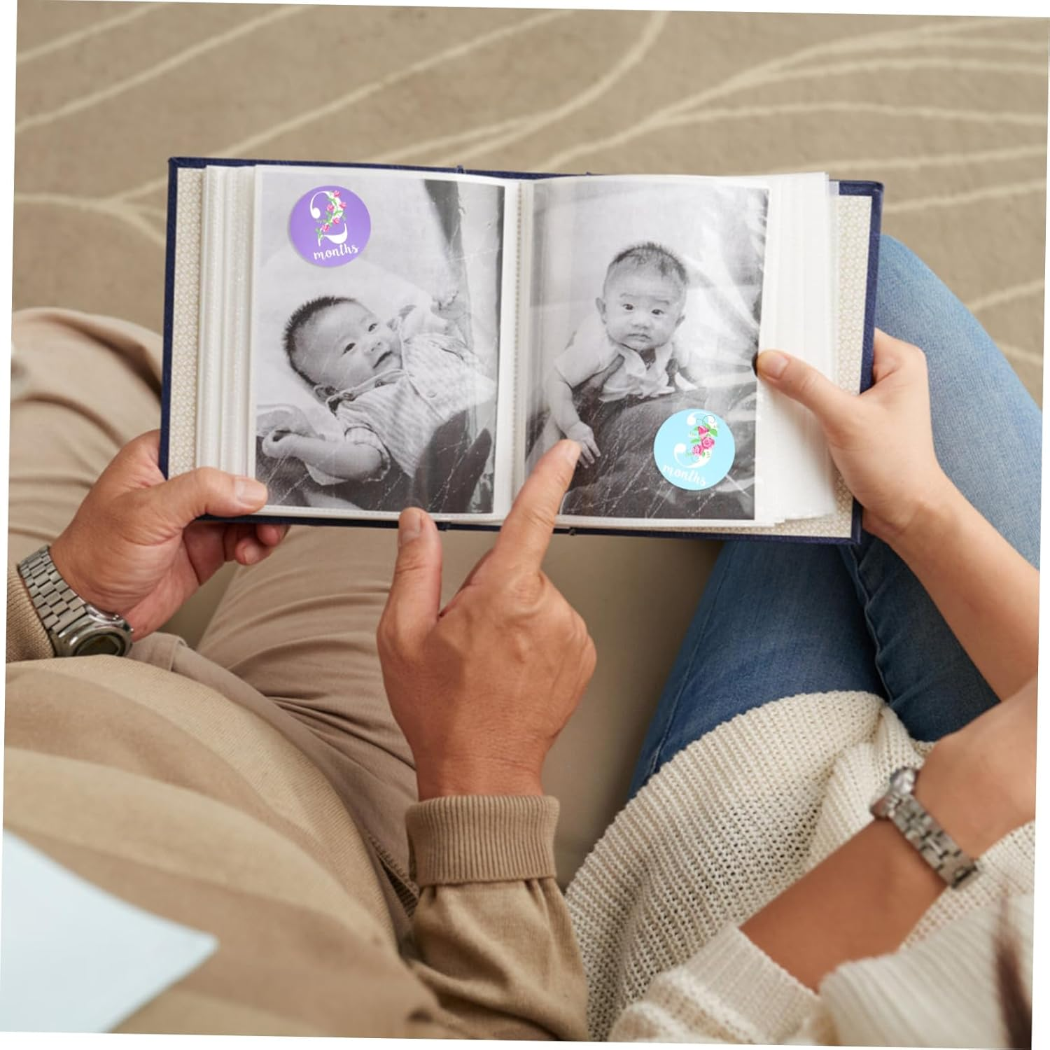 Shower 24Pcs Flower Month Stickers Baby Toys Newborn Baby Scrapbook Sticker Self Adhesive Label Stickers Baby Milestone Sticker Doll Girls Old Paper Card Pregnant Woman Party image number 3