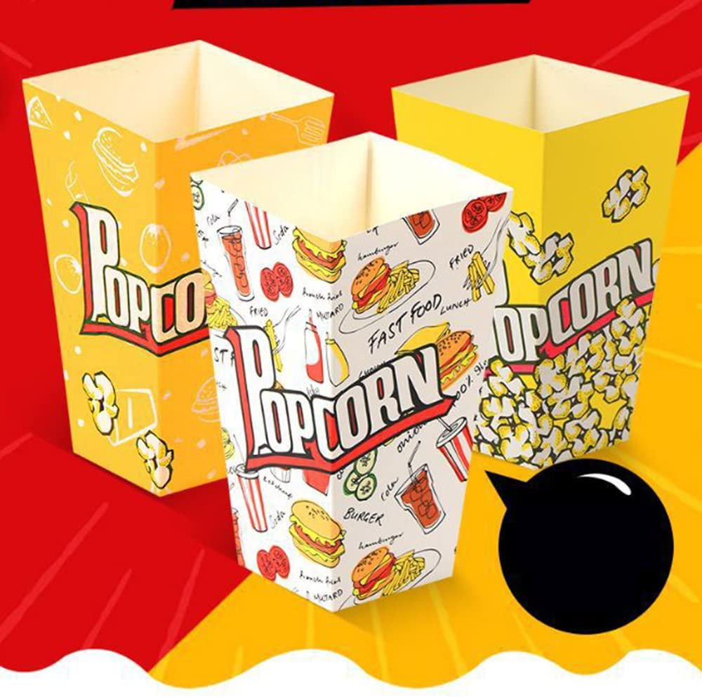 50PCS Popcorn Bags,Retrostyle-Movie Night Accessory, Party Supply, Cardboard, 48 Oz Popcorn Containers for Movie Night -7.87" Tall X 3.8" Top Diameter image number 1