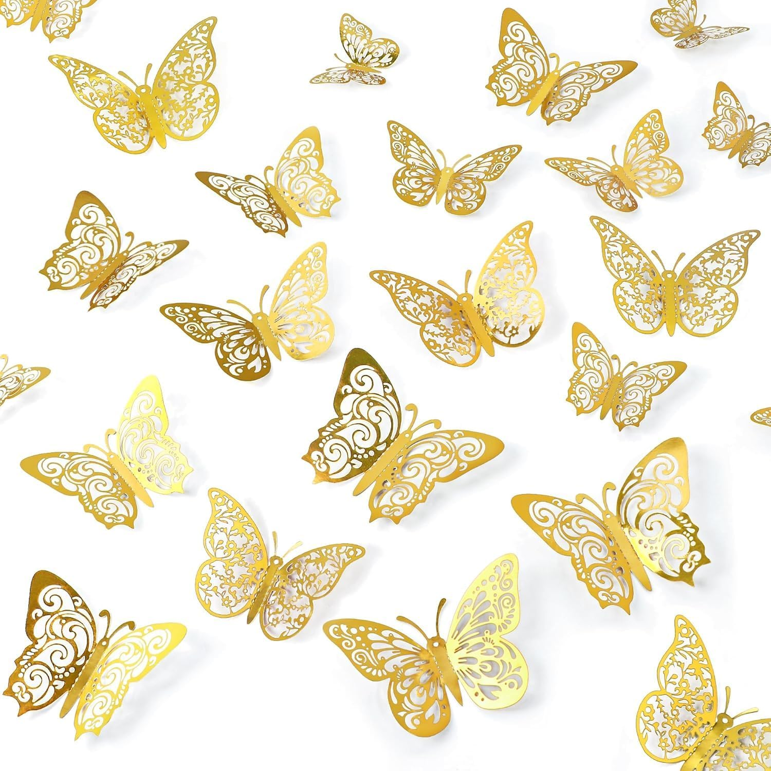 Quhoxdye 72 Pcs Gold Butterfly Decorations - 3 Sizes, 3 Styles, 3D Wall Decor for Parties, Birthdays & Crafts,Butterflies for Crafts, Bouquet, Cake Decorating, Flower Arrangements, (Purple)