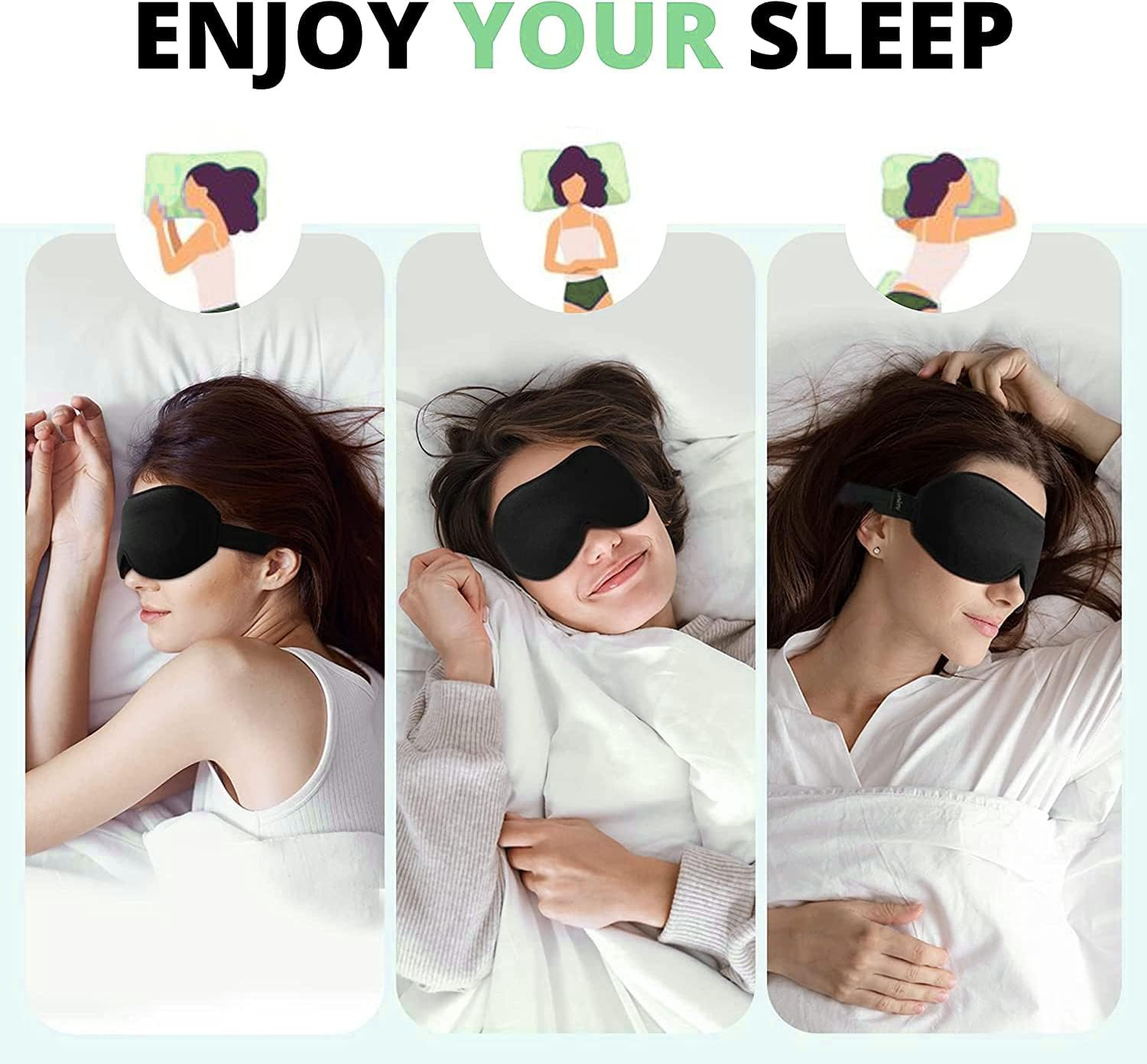 Sleep Eye Mask for Men Women,3D Contoured Cup Sleeping Mask & Blindfold,Concave Molded Night Sleep Mask,Block Out Light,Eye Mask with Adjustable Strap,Breathable & Soft for Sleeping,Yoga,Traveling