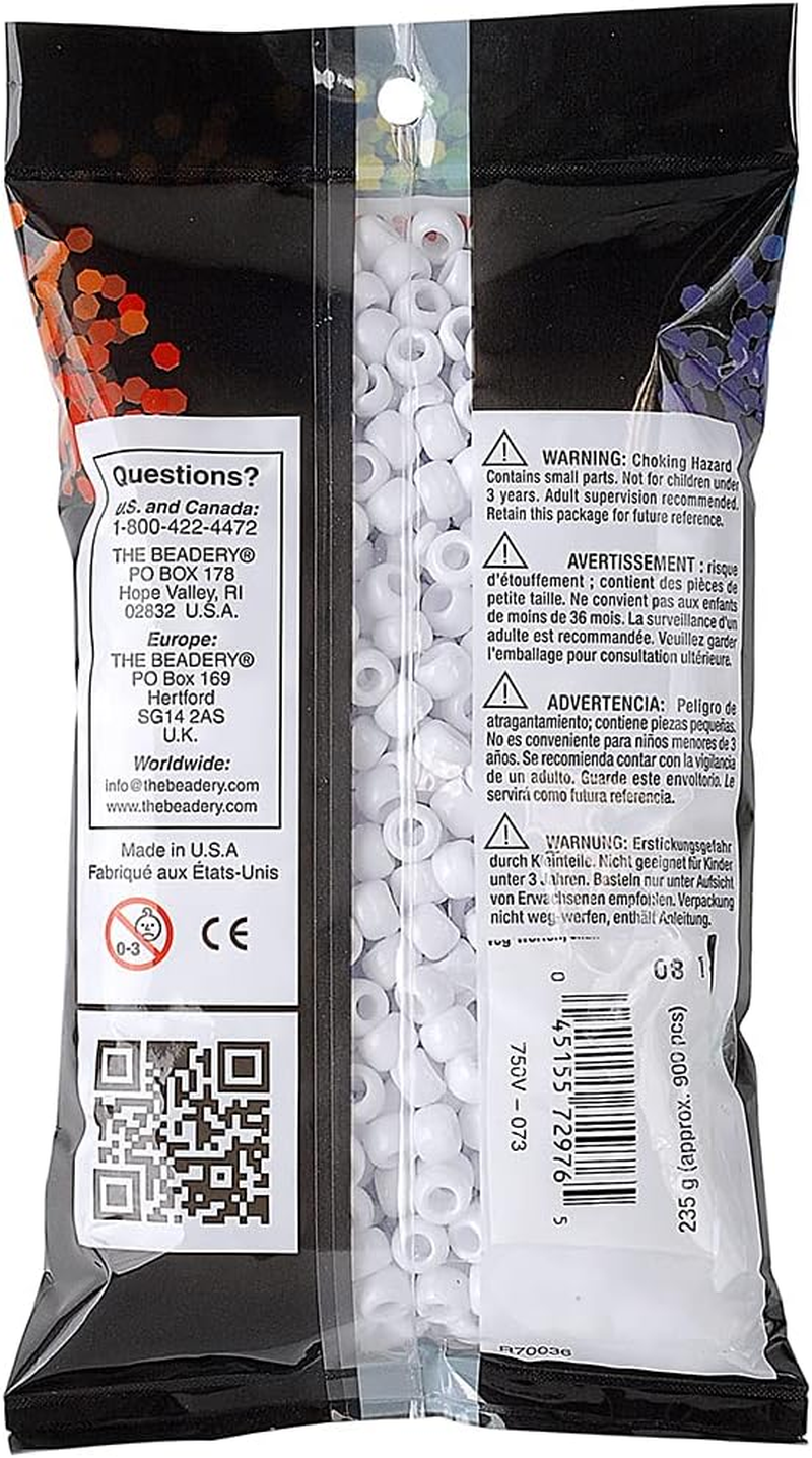 The Beadery 6 by 9Mm Barrel Pony Bead, White, 900-Pieces image number 2