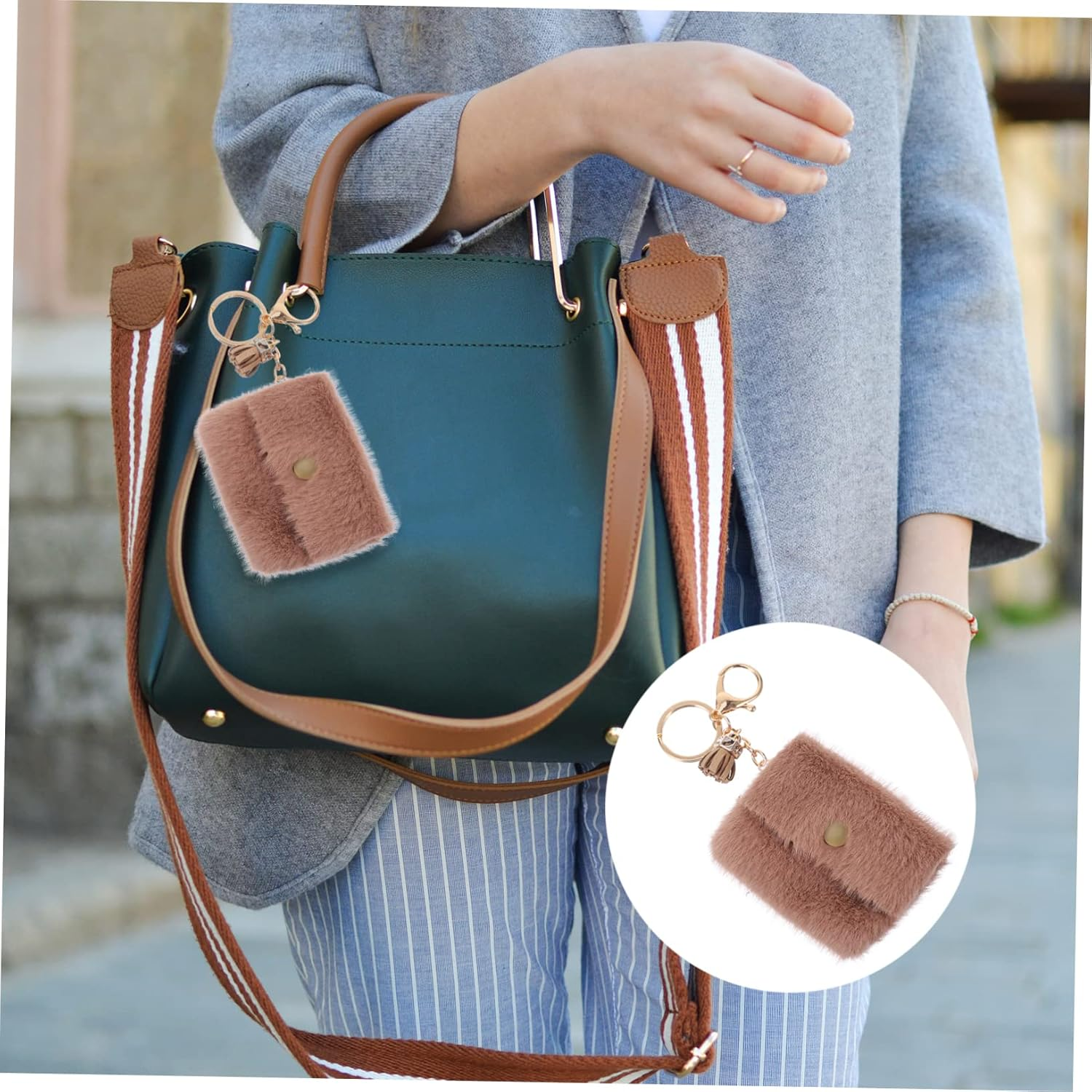 COLLBATH 2Pcs Mini Coin Purse Keychain Keyring Buckle Stylish Keychain Ring for Bag Phone Decor image number 3