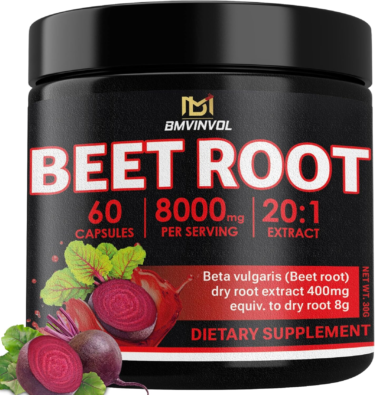 Beet Root 8000 Mg Strength 20:1 Extract | 60 Vegan Capsules | Non-Gmo | Gluten Free Formula | High Potency Herbal Extract Supplement image number 6
