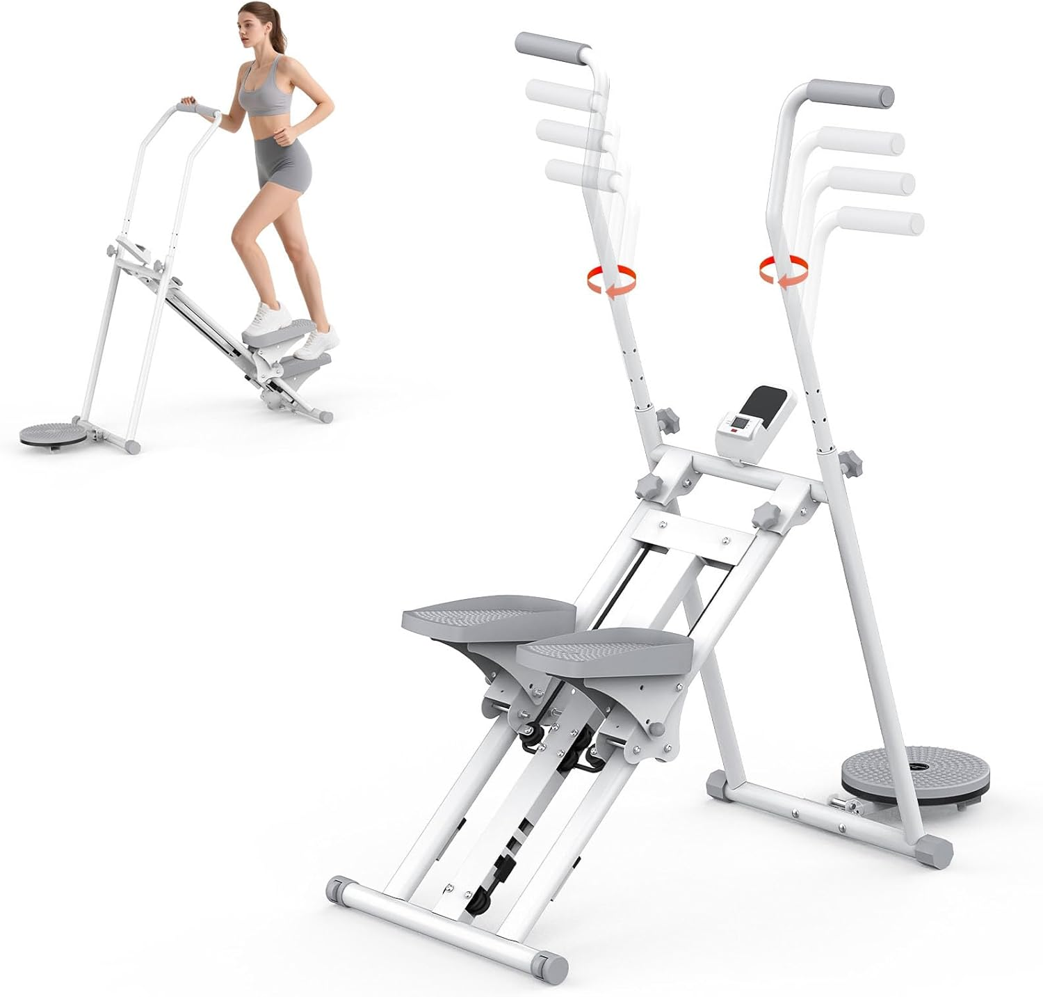 Advwin Stair Stepper for Home Gym, Vertical Climber Exercise Machine for Full Body Cardio W/Twisting Waist Disc, Folding Stair Climber W/Adjustable Pedal Tilt & Handlebar & Resistance image number 2