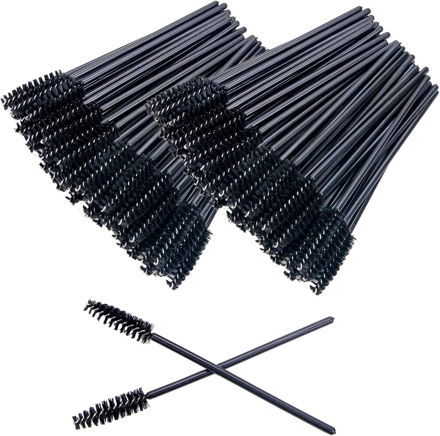 200Pcs Eyelash Brushes Wands, Disposable Spoolies Mascara Brush,Eye Lash Wands Applicator, Eyebrow Brush Castor, Spoolie Extension Mascara-Black