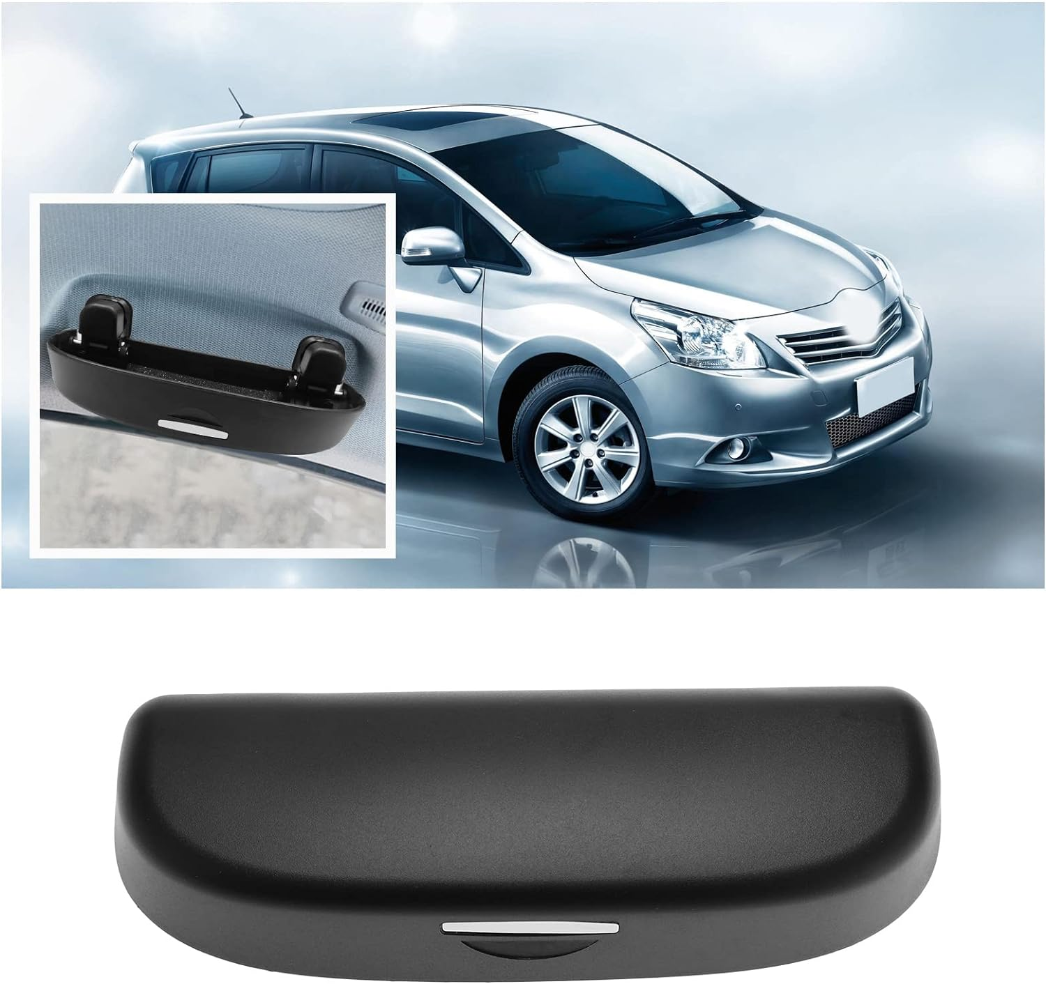 Emsea Sunglasses Case with Installation Tools Compatible with Toyota CHR, Corolla, RAV4, Yaris, Camry Car Sunglasses Storage Box Organizer Interior Accessories Black