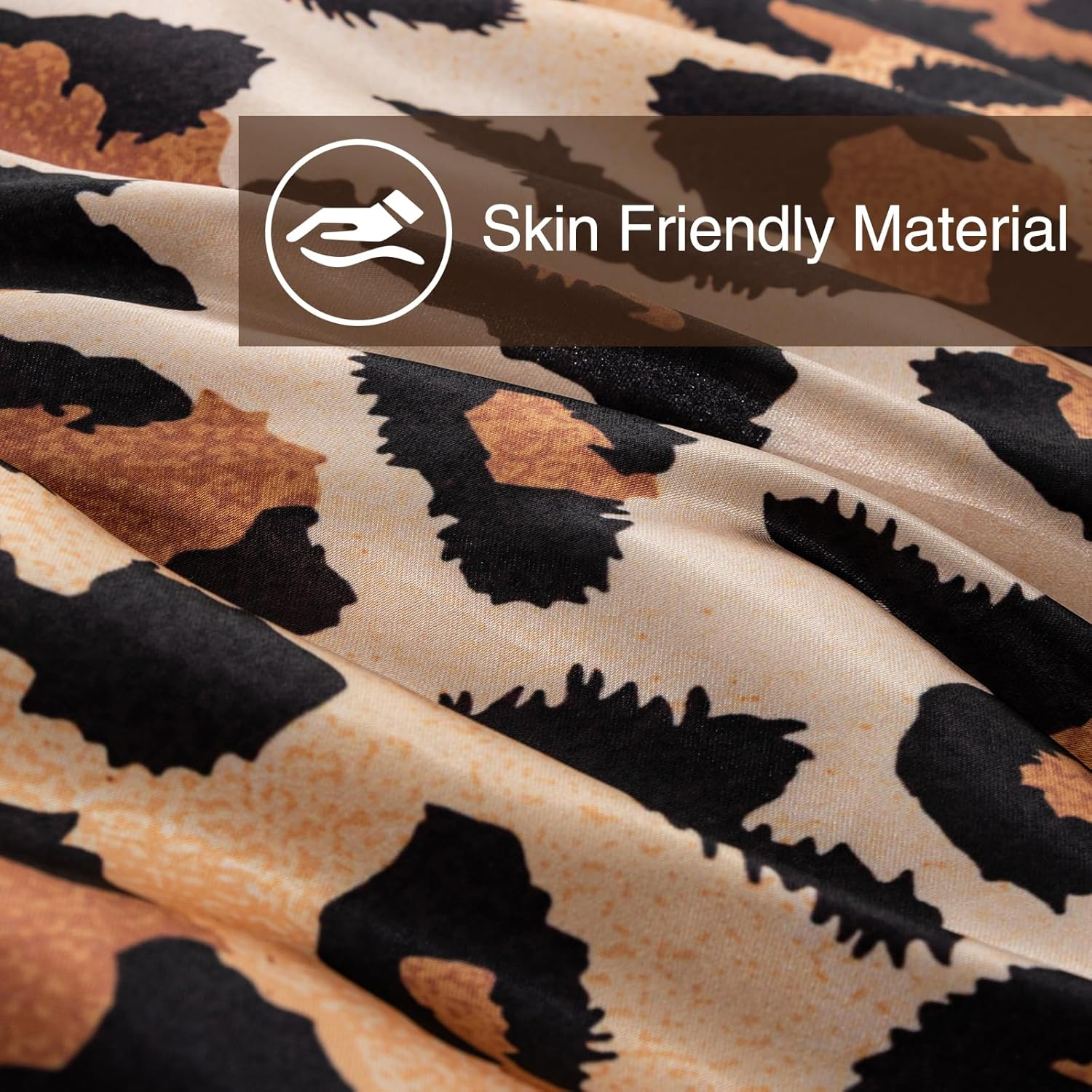 A Nice Night Leopard Printed，Satin Silky Soft Quilt Sexy Luxury Super Soft Microfiber Comforter Quilt Bedding Comforter Set Full/Queen, Light Weighted (Coffee, King(88-By-102-Inches)) image number 3