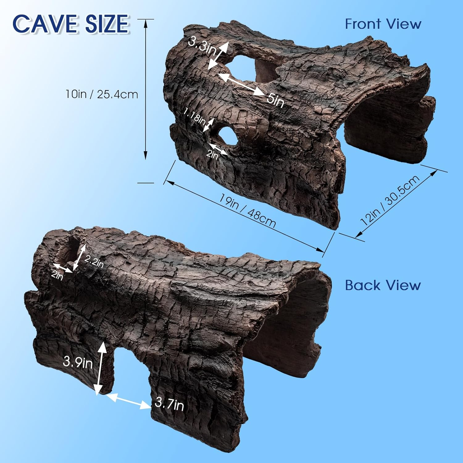 Realistic Faux Log Fish Cave - Predator Protection Shelter, Fish Hide & Aquarium Cave for Koi Pond Decor All-Weather Durable Pond Decorations for Ponds, Aquariums and Terrariums image number 5