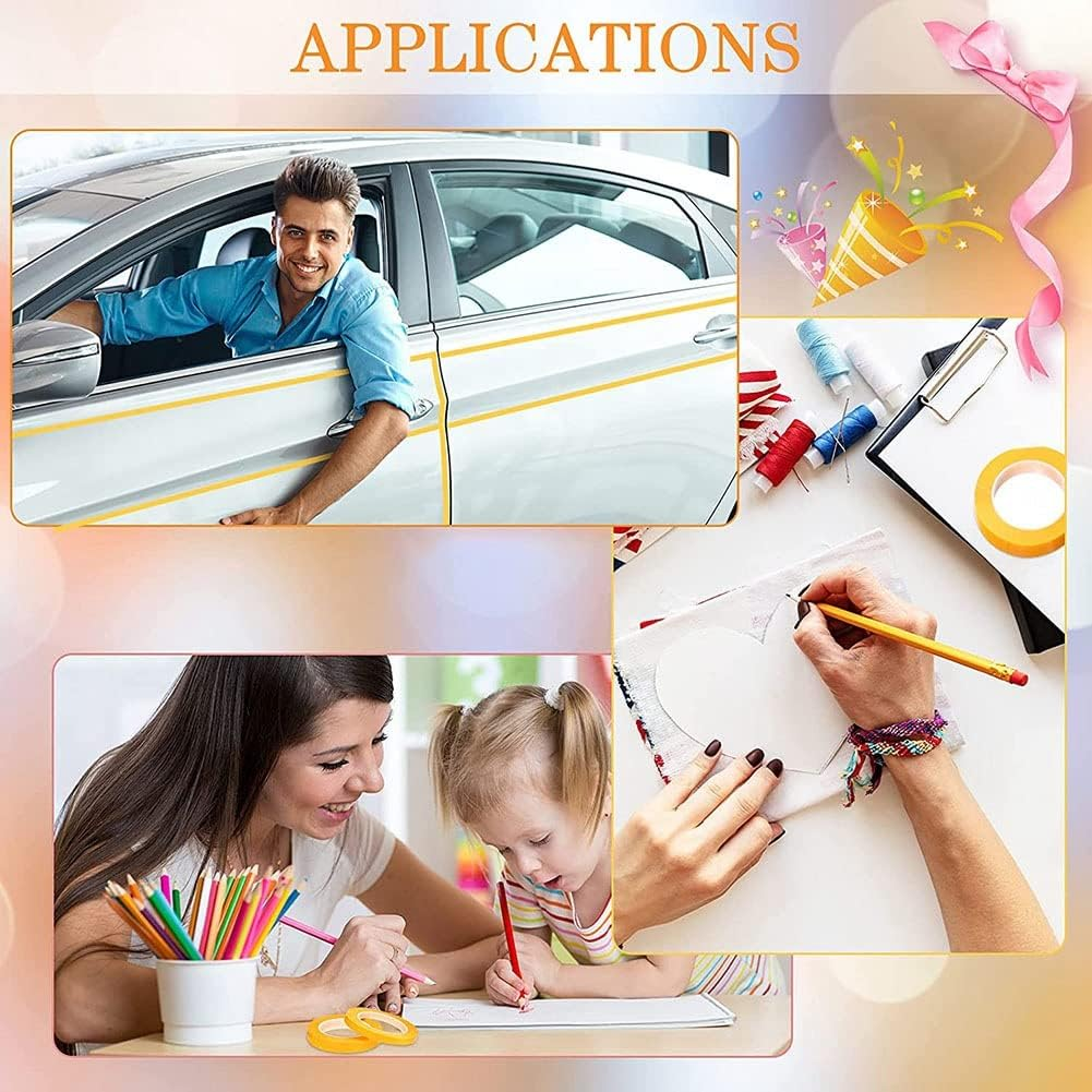 Jingfei 6 Tape 1/16,7/10,1/8,1/4,1/2,3/4 Inch X 55Yard, Fineline Masking Tape, Painters Automotive Masking Tape image number 4