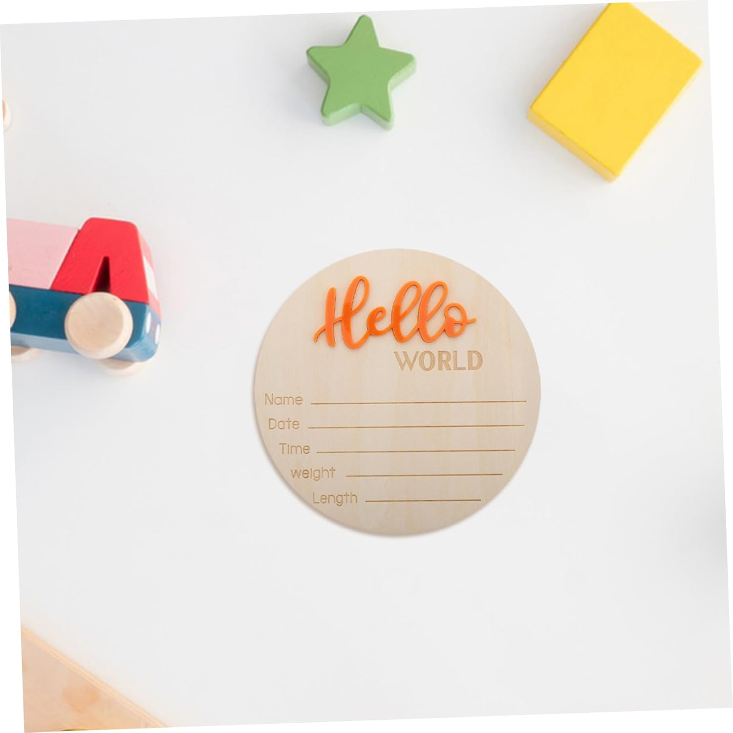 Wooden Birth Sign Card Newborn Announcement Wooden Discs for Nursery Photo Prop Welcome Newborn Born image number 3