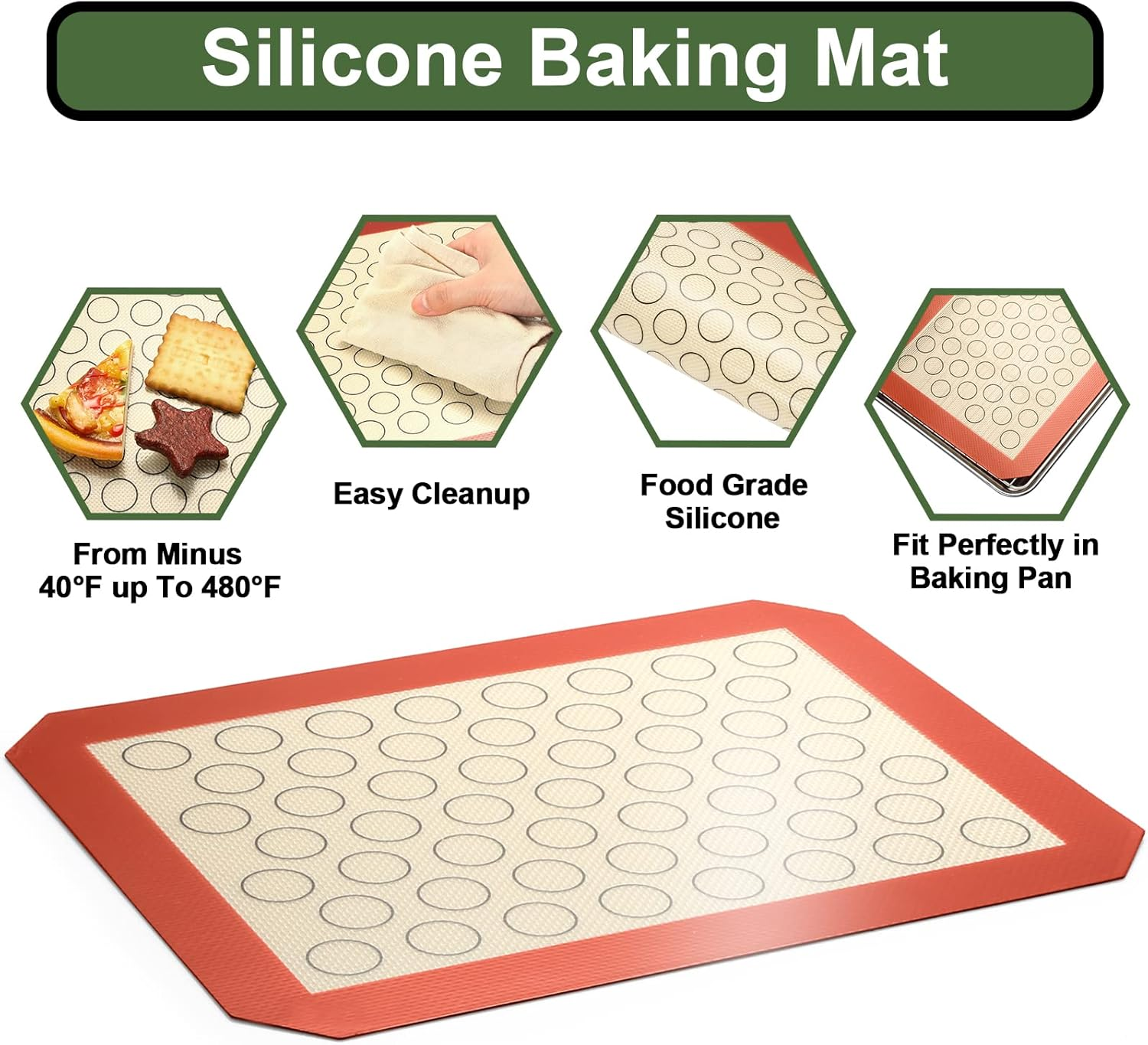 EWFEN Baking Set: Stainless Steel Cookie Pan & Cooling Rack with Silicone Mat, 3 Sheets + 3 Racks Mats, Warp Resistant & Heavy Duty, Easy Clean - Gray image number 3