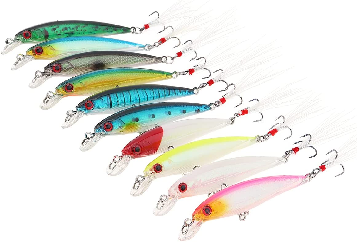 Origlam 【Best Deals】 10Pcs 3D Artificial Minnow Fishing Lures Baits Plastic Fishing Tackle Crankbait Bass Hard Bait Life-Like Swimbait Fishing Lure Bait image number 4