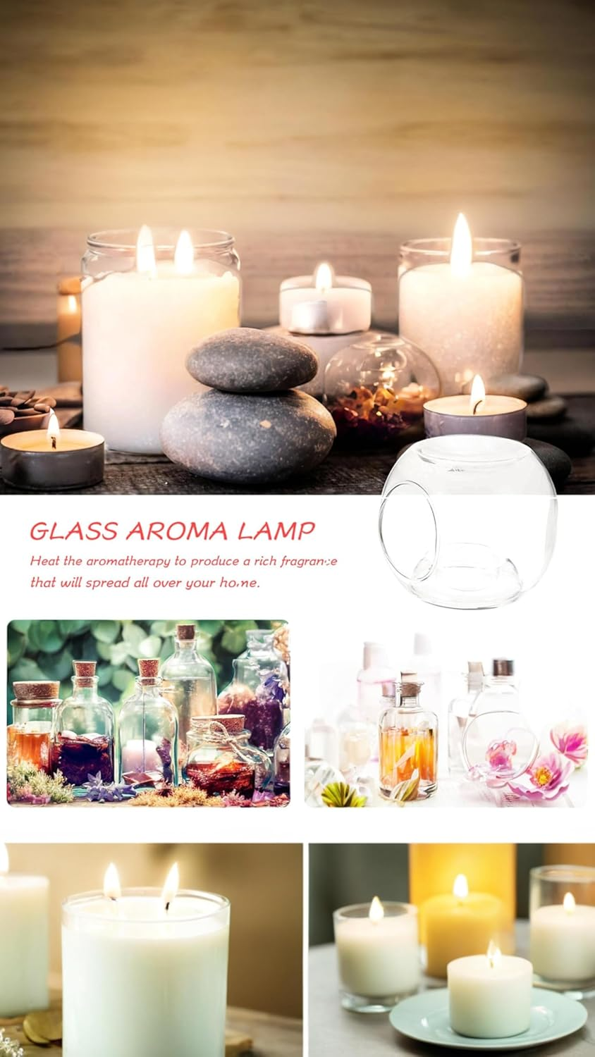 Honwor round Tealight Oil Burner - Essential Aroma Diffuser for Spa, Yoga, Bedroom - Scented Wax Melt Warmer & Votive Holder image number 2