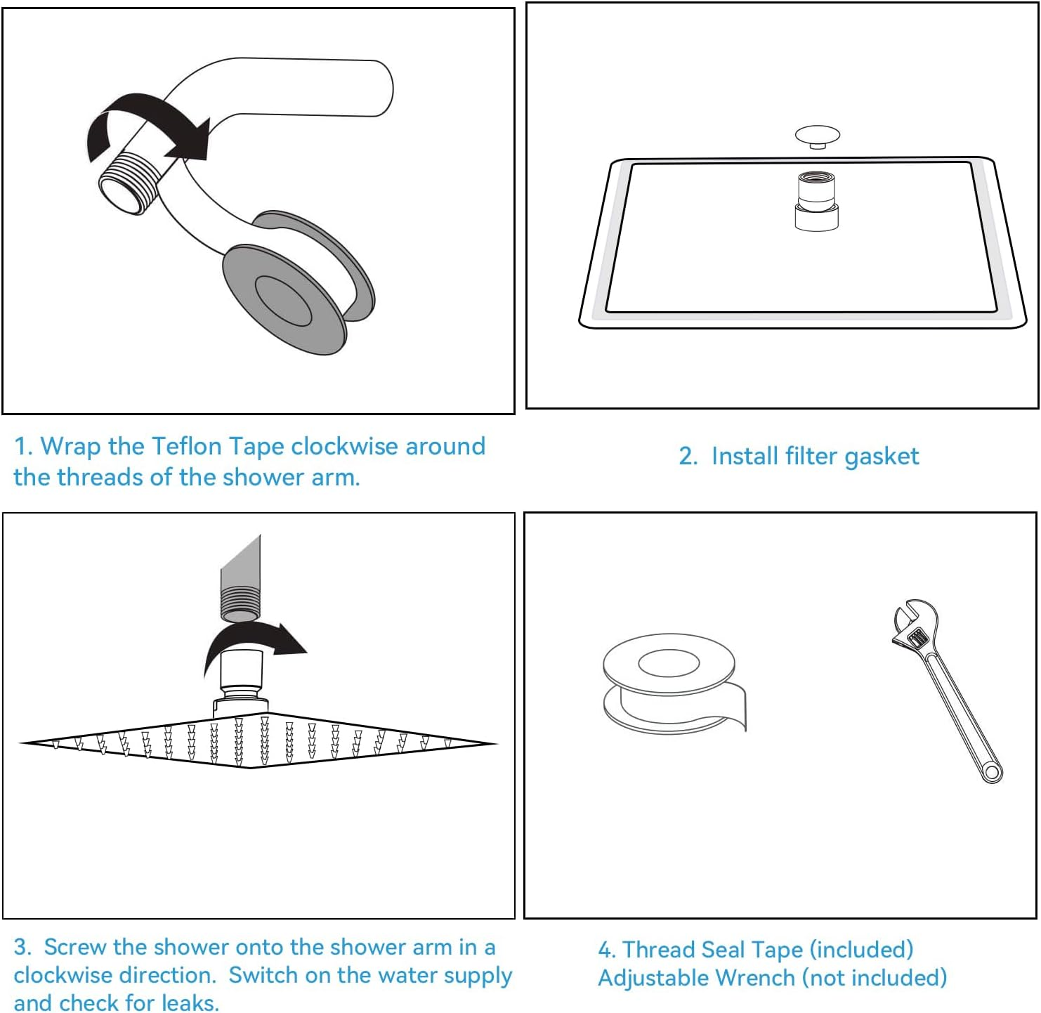 Rain Shower Head - 30Cm(12") Wide High Pressure Square Shower Heads with Silicone Nozzle,2.5 GPM Filter Washer-Waterfall Bathroom Square Showerhead - Ceiling or Wall Mount image number 1