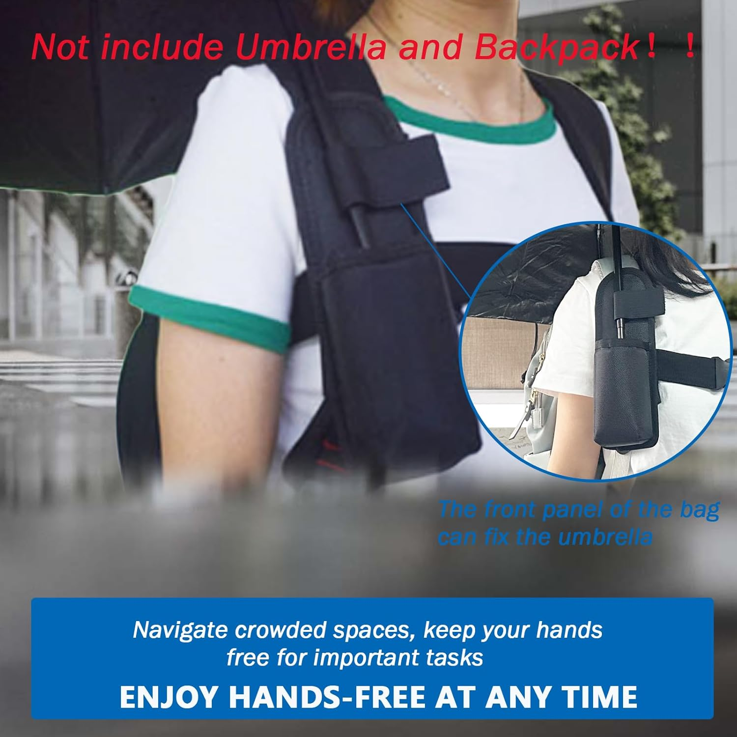 CHOYTONG Hands-Free Umbrella Holder Strap for Backpack Use, Wearable Umbrella Support Mount, Fits for Most Folding Umbrella image number 4