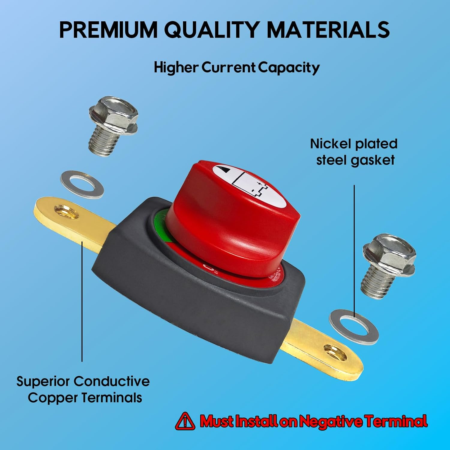12V 48V-275A Power off Battery Disconnect Switch Side Power Cut off Isolator for Car, Boat, Marine, Trailer, Truck, ATV, High Resistance Batteries image number 2