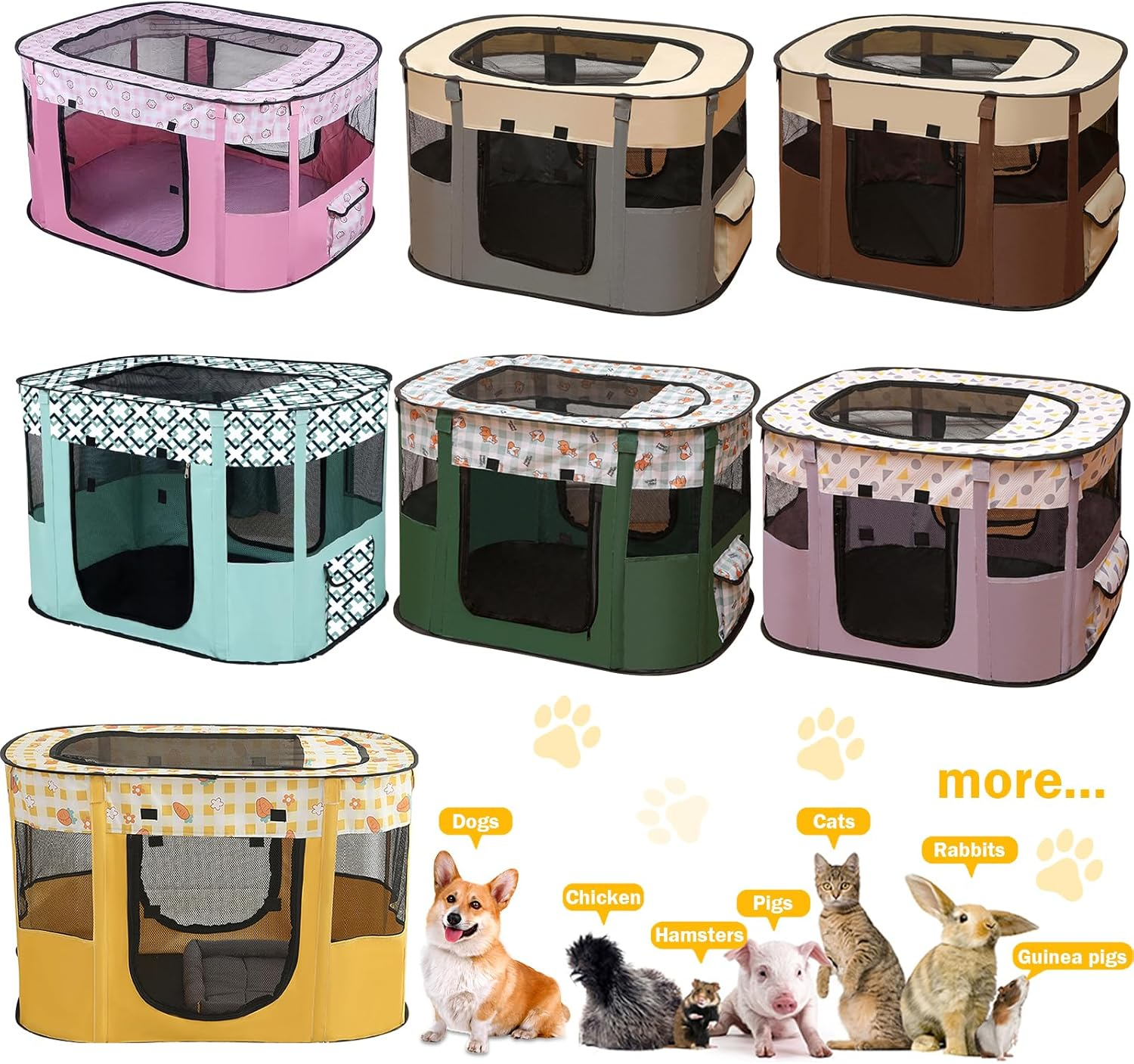 Puppy Playpen, Animal Playpen, Foldable Pet Fence, Puppy Run Rectangular Tent, Puppy Playpen for Indoors, Portable Small Animal Enclosure for Kittens, Puppies, Rabbits (Purple) image number 1