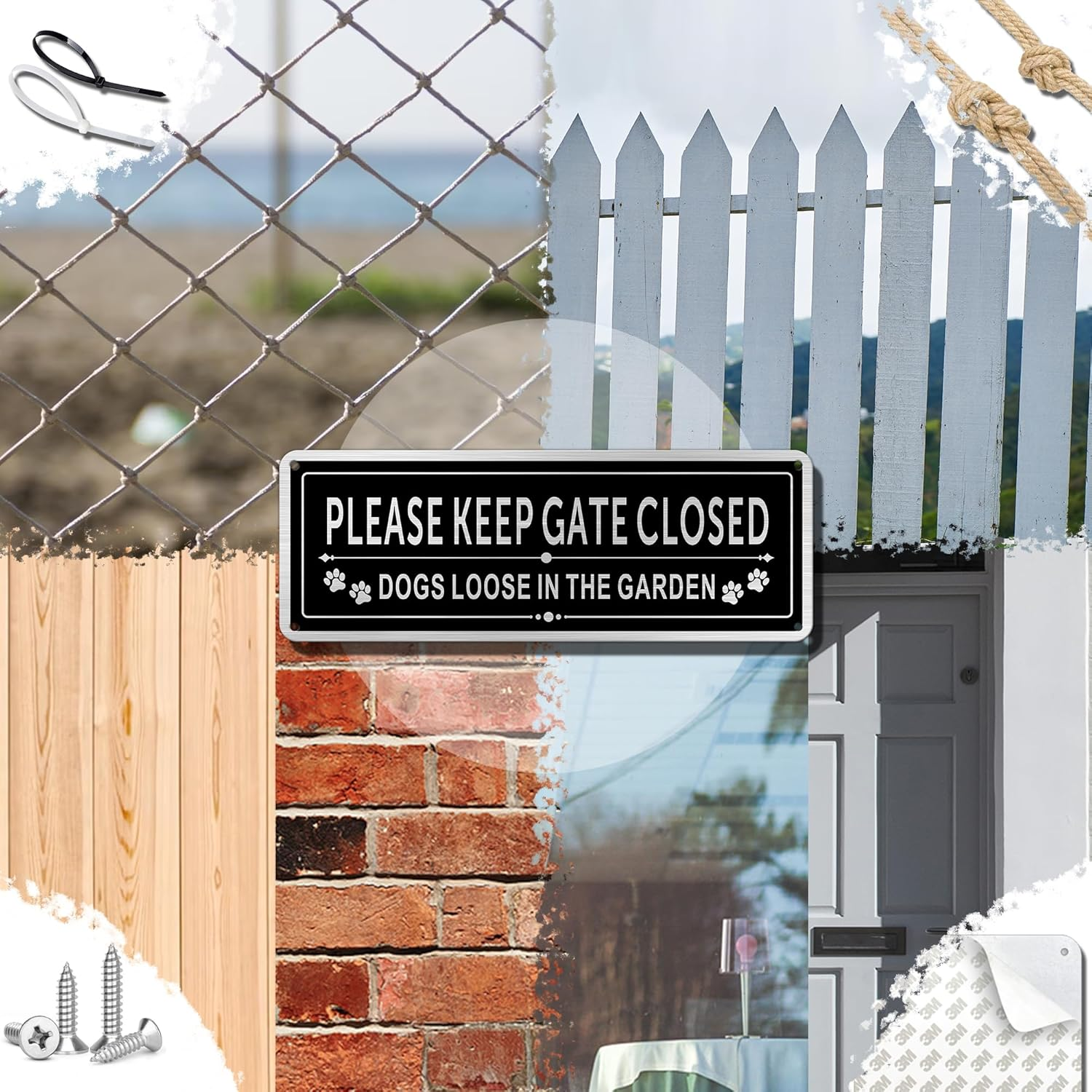 Please Keep Gate Closed Sign-25 * 9CM Dog Loose Signs Gates,With Pre-Drilled Holes and Adhesive Backing Suitable for Outdoor Gate Fencing image number 5