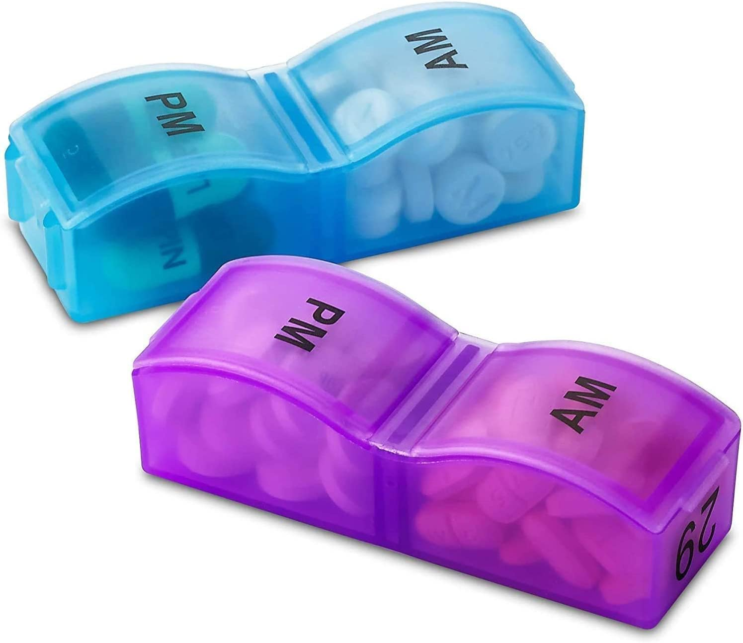 Monthly Pill Organizer 2 Times a Day, 30 Day One Month Pill Box Case with Tray, Medication Organizer Monthly with 31 Removable AM PM Compartments to Hold Fish Oil, Vitamins, Supplements
