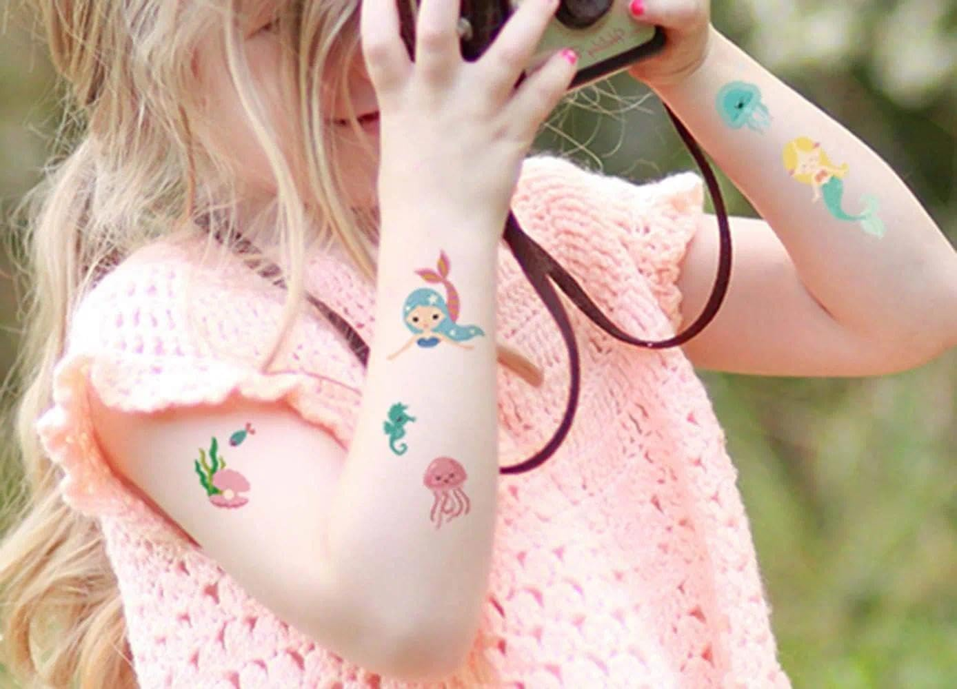 Kivano Mermaid Temporary Tattoos(80 Designs) - Mermaid Assorted Temporary Tattoos for Kids Children Girls Birthday Party Favors Supplies Party Accessories image number 1