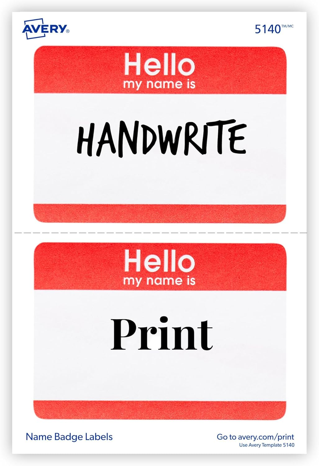 Avery Hello My Name Is Name Tags, White with Red Border, 100 Removable Name Badges (05140) - 2-1/3" X 3-3/8", White image number 5
