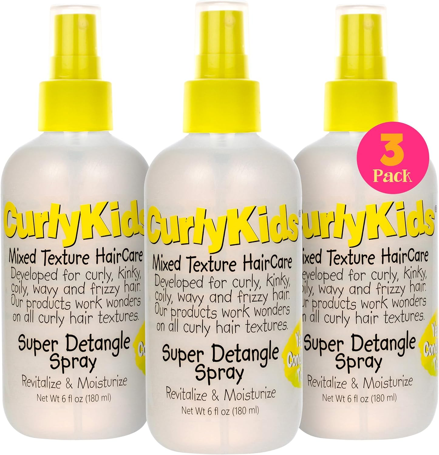 Curlykids Super Detangling Spray | Frizz Control Hair Detangler Spray for Kids, Hair Care for Kinky, Wavy & Curly Hair, Sulfate & Paraben Free, 3 Pack image number 4