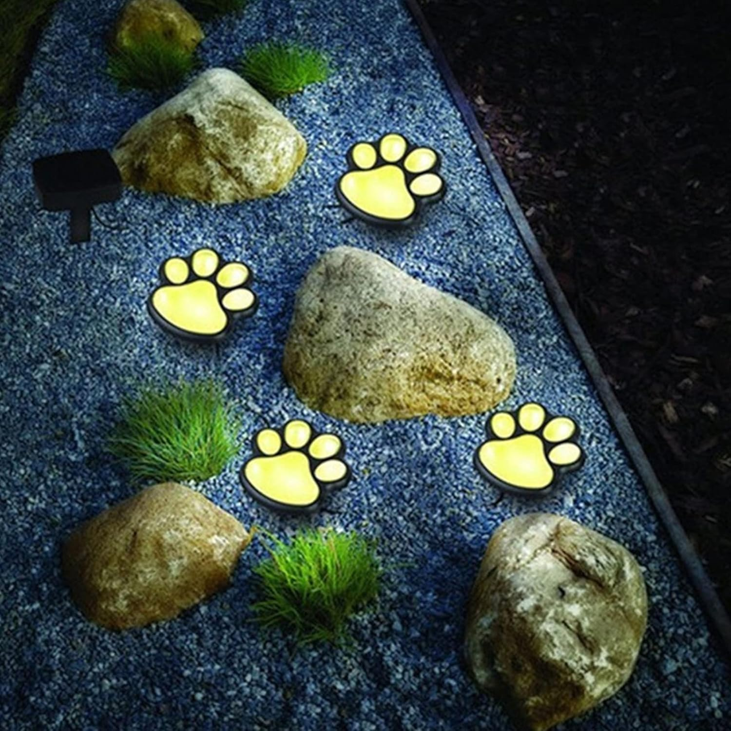 Paw Print Solar Lights, 4 in 1 Waterproof Solar Outdoor Lights LED Solar Dog Animal Paw Print Solar Decor Lamp Solar Garden Lights Walkway Lighting for Patio Lawn Yard Pathway Outdoor (Warm Light) image number 3