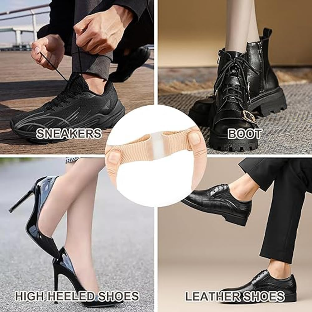 Gel Toe Separator, Tube Bandages, 2 Pcs Silicone Toe Stretcher, Hallux Valgus Correction, Gel Big Toe Spacer with 2 Loops, Double Hole Toe Orthosis for Bunion Pain and Overlapping Toes, Women and Men