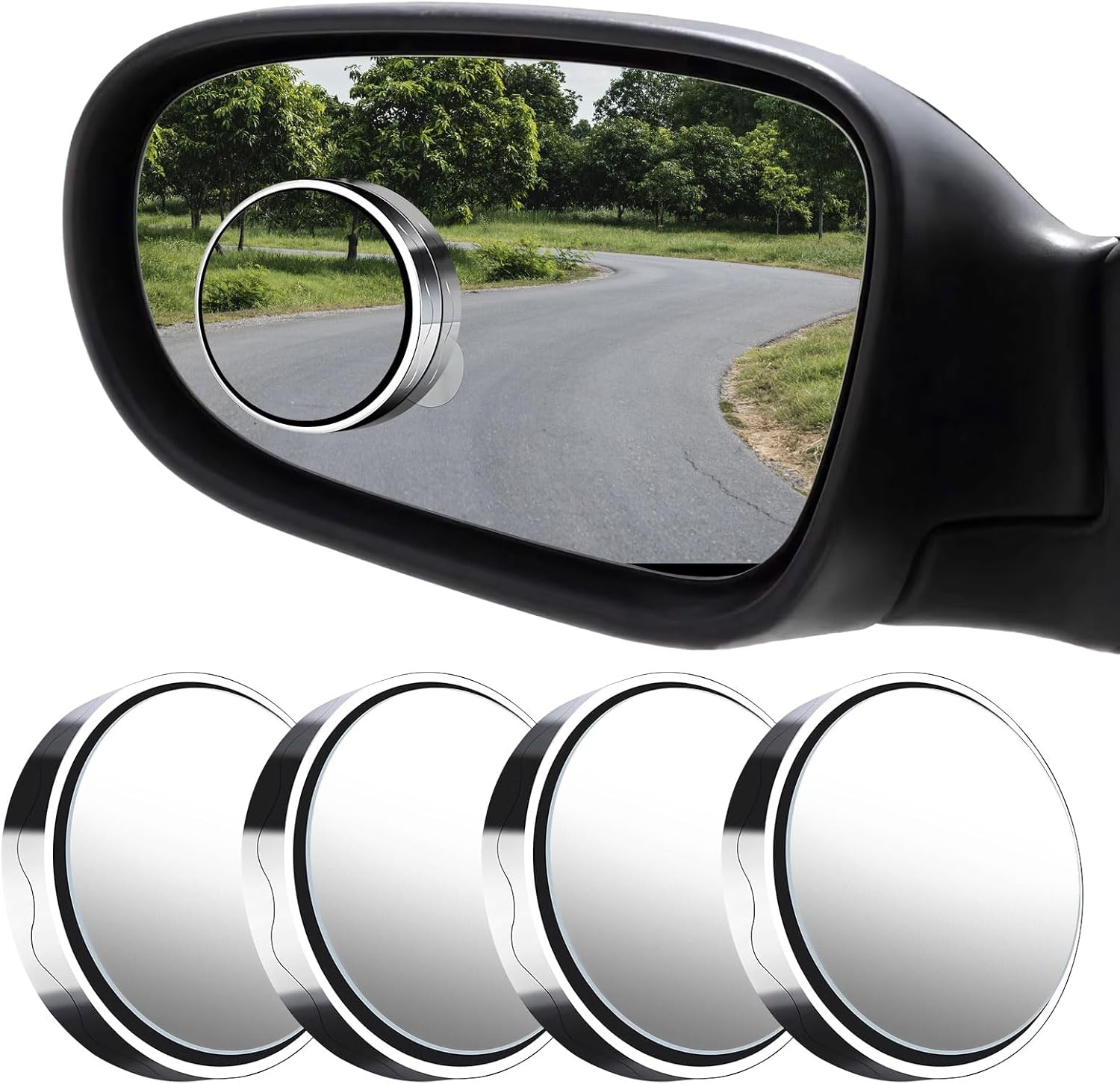 Car Blind Spot Mirror, 4Pcs Blind Spot Mirrors for Cars, Hd Car Mirror, Suction Cup Blind Spot Mirror, 360&deg; round HD Glass Convex Rearview, Auxiliary Mirrors for Jeep,Cars,Truck image number 4