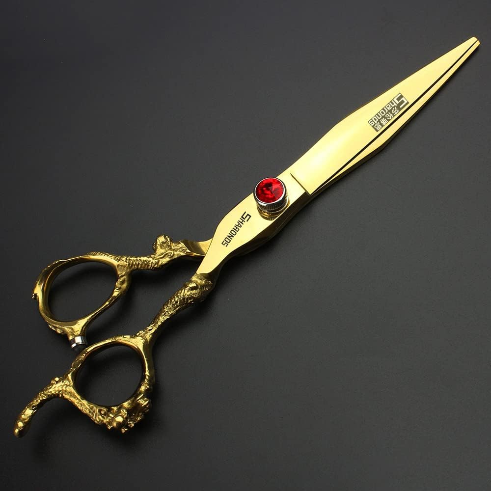 Gold 6/78/9 Inch Professional Haircut Scissors, Multifunctional Haircut Scissors Set (7 Inch Flat Scissors) image number 2