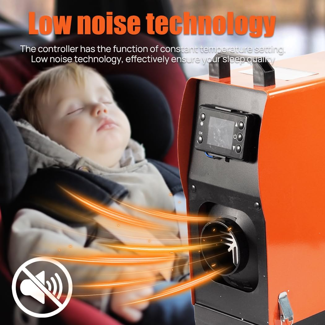 12V 8KW Portable Diesel Heater All-In-One Diesel Heater with Remote Control and LCD Display Low Fuel Consumption Silencer Thermostat Caravan Motorhome Trailer - Vertical With Remote Control image number 6