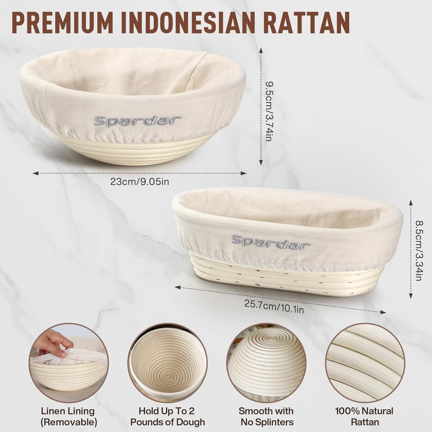 Sourdough Starter Kit, Bread Proofing Basket Set Oval Round, Sourdough Kit with Bread Lame, Danish Dough Whisk, Dough Scraper, Bread Bag and Brush image number 2