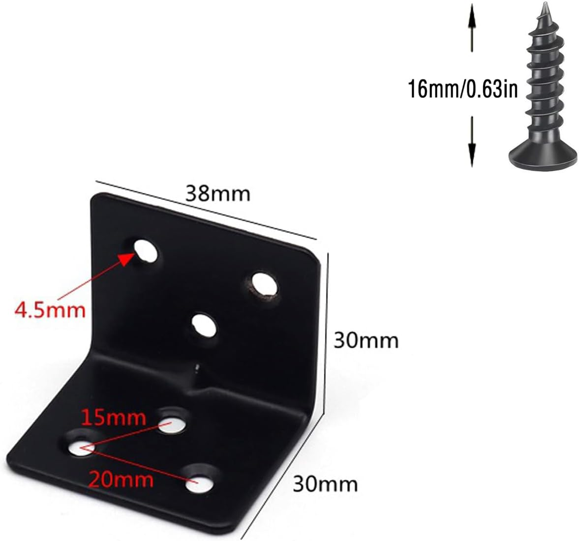 16 Packs Black L Bracke Corner Braces,Ymaiss Stainless Steel Joint Right Angle Shelf Support Bracket Corner Brackets 90 Degree Angle Brackets,L Shape Brackets 38Mmx30Mmx1.5Mm(Thick) image number 4