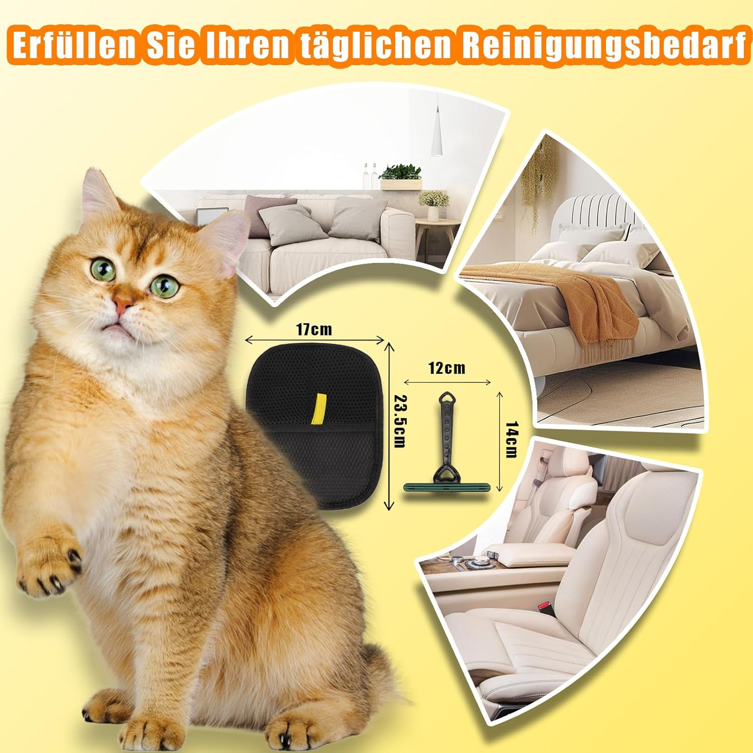 Zidoley Fur Magnet Pet Hair Brush Set, Double-Sided Fur Gloves, Lint Brush, Cat Hair Remover, Pet Hair Remover Glove, Clothes Brush, Dog Hair Brush, Cat Hair Brush, Cat Glove image number 1