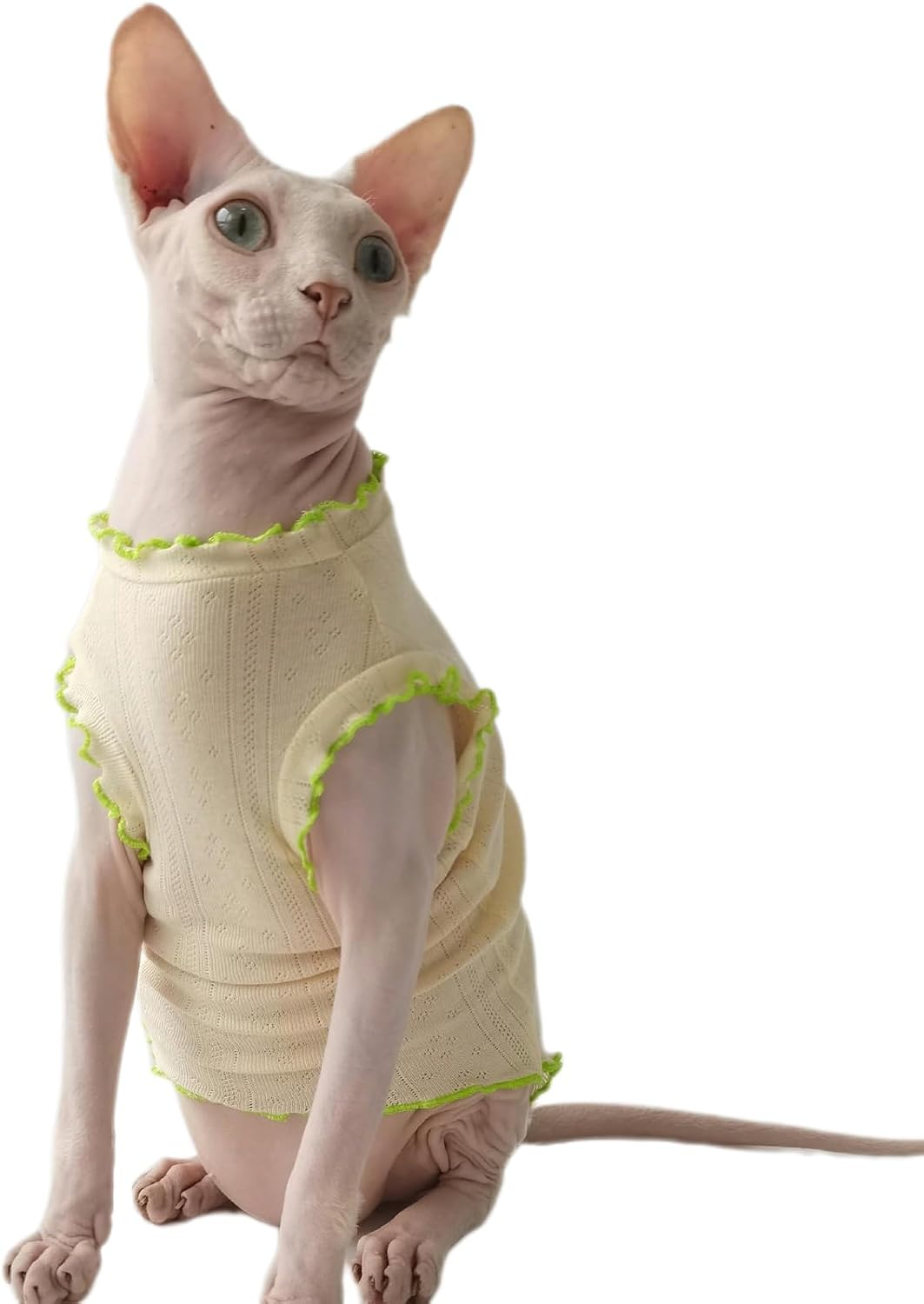 IUOUTG Sphynx Cats Shirt Hairless Cat Clothes Summer Sleeveless Thin Kittens Vest Funny Pullover Cat Pajamas for Sphynx, Cornish Rex, Devon Rex