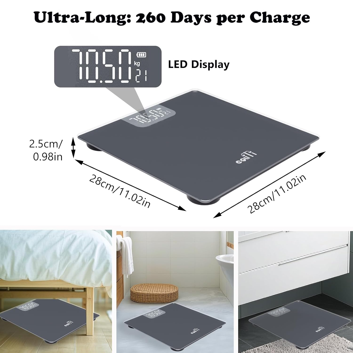 Smart Scale for Body Weight, Bluetooth Body Fat Scale with BMI, Muscle Mass, Body Composition, Digital Bathroom Scale, 400Lb/180Kg (Bathroom Scale-Black) image number 6