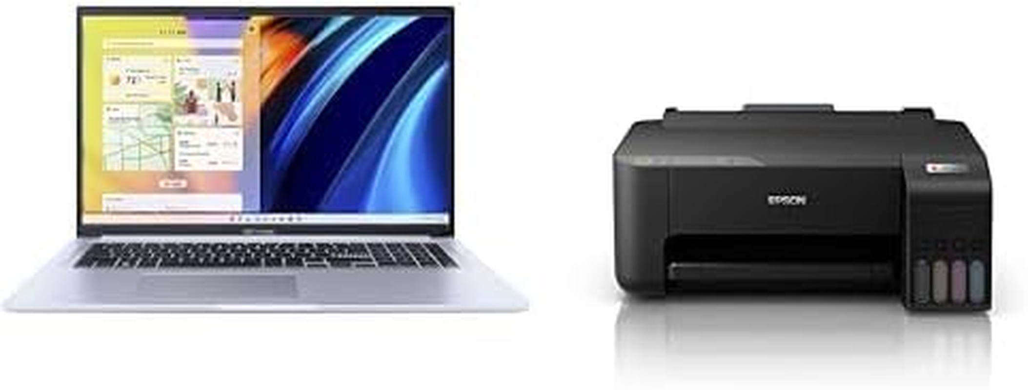 ASUS Vivobook 17 Laptop, 17-Inch, 512GB SSD/16GB RAM, Intel Core I7-1355U (2022) and Epson Ecotank ET-1810 Wireless Single-Function Printer, Black, C11CJ71501