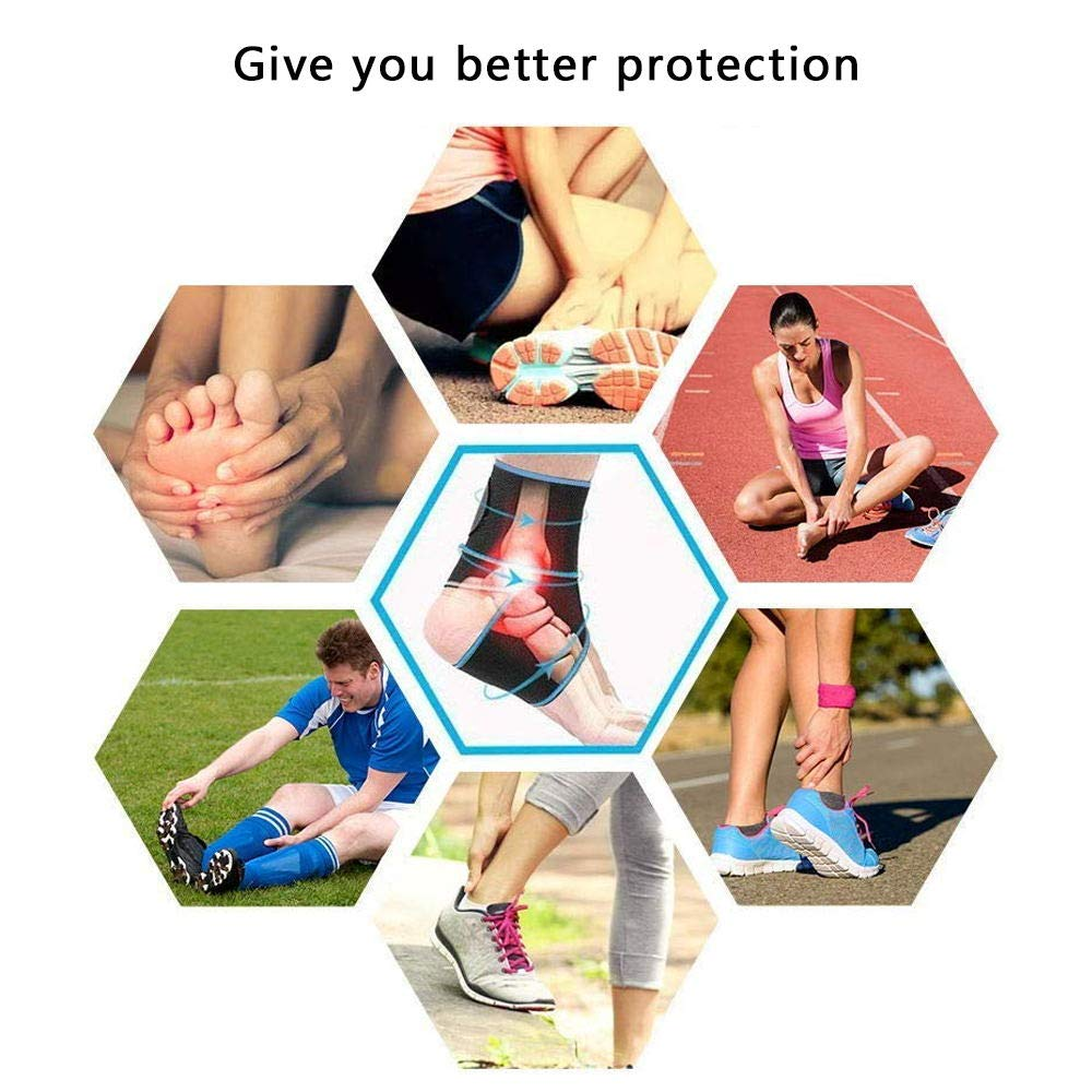 VIPMOON Ankle Brace, 2 Pack Adjustable Ankle Support Breathable Nylon Elastic One Size Fits All Comfortable Ankle Wrap for Sports, Joint Pain, Sprains Fatigue,Protects against Chronic Ankle Strain image number 3