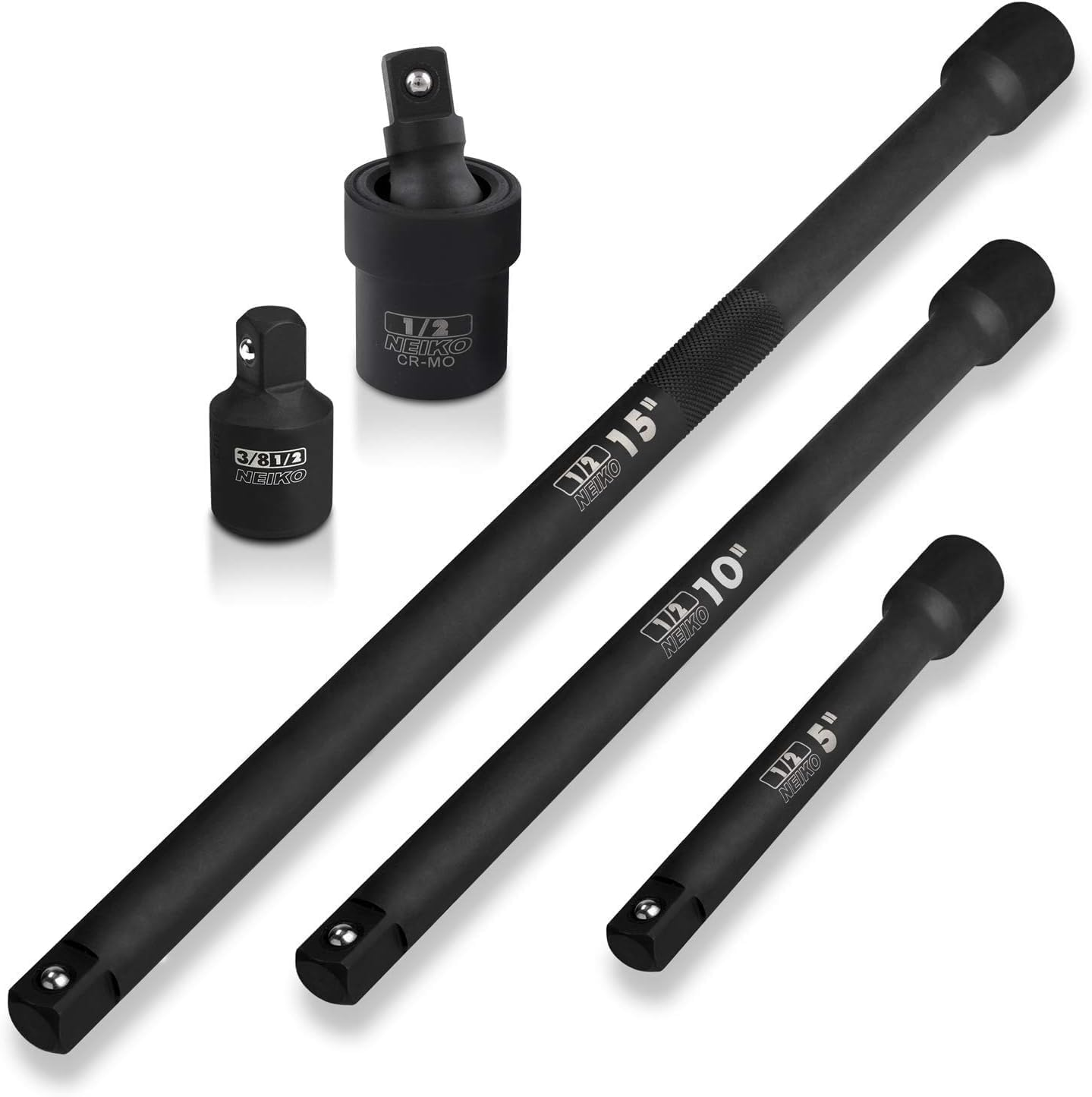 Neiko 00256A 1/2-Inch Drive Impact Extension Bar and Adapter Set, 5-Piece | Includes 5, 10, 15-Inch Extension Bars, Universal Joint, and Reducer image number 5