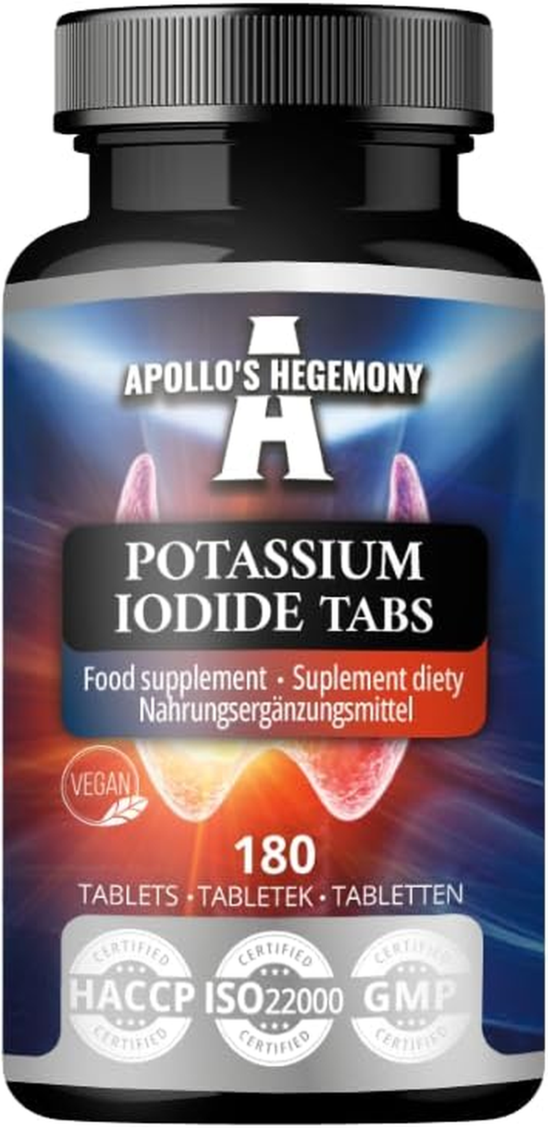 Potassium Iodide 150 Mcg per Portion - 180 Vegan Tablets - 720 Servings - for Optimal Gland Function and Energy Metabolism - Diet Supplement by Apollo'S Hegemony image number 4