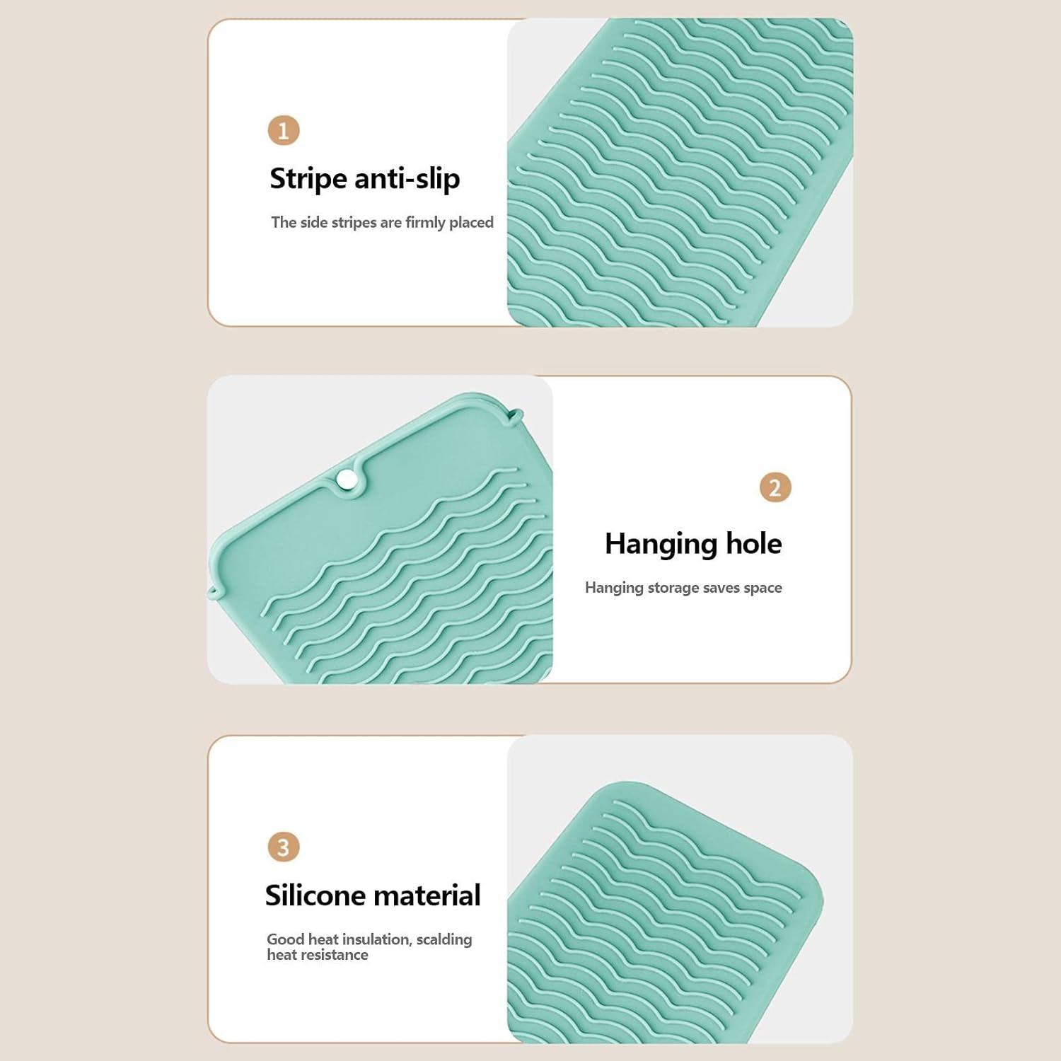 Silicone Hair Straightener Mat - Travel Hair Straightener Mat - Anti-Scald Protection Mat, Heat Resistant Portable Mat for Curling Irons, Flat Irons and Hair Styling Tools Wynott image number 4