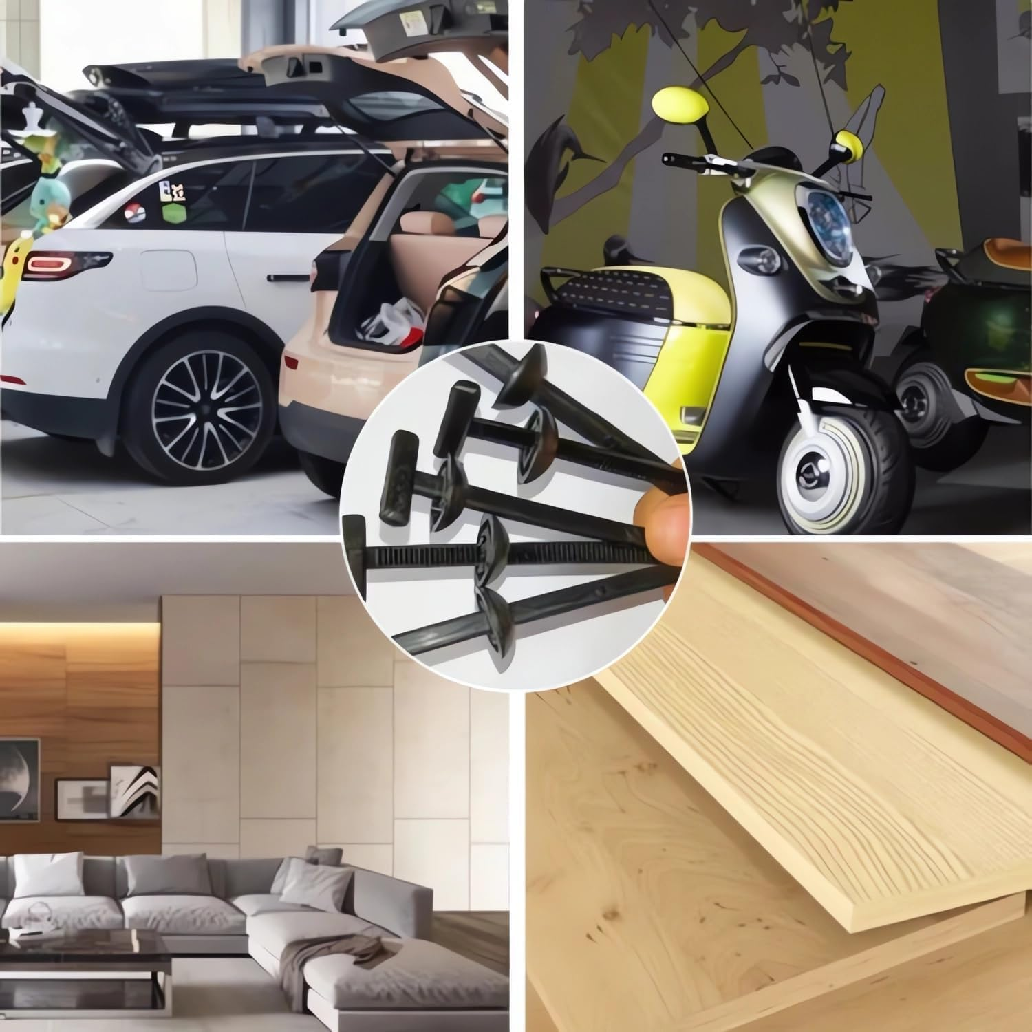 Cable Tie Buckle, 100PCS Heavy Duty Zip Ties, UV Resistant Plastic Self-Locking Fasteners with Pin & Button Design, Universal for Cars, Bumpers, Panels & DIY Auto Repairs image number 5