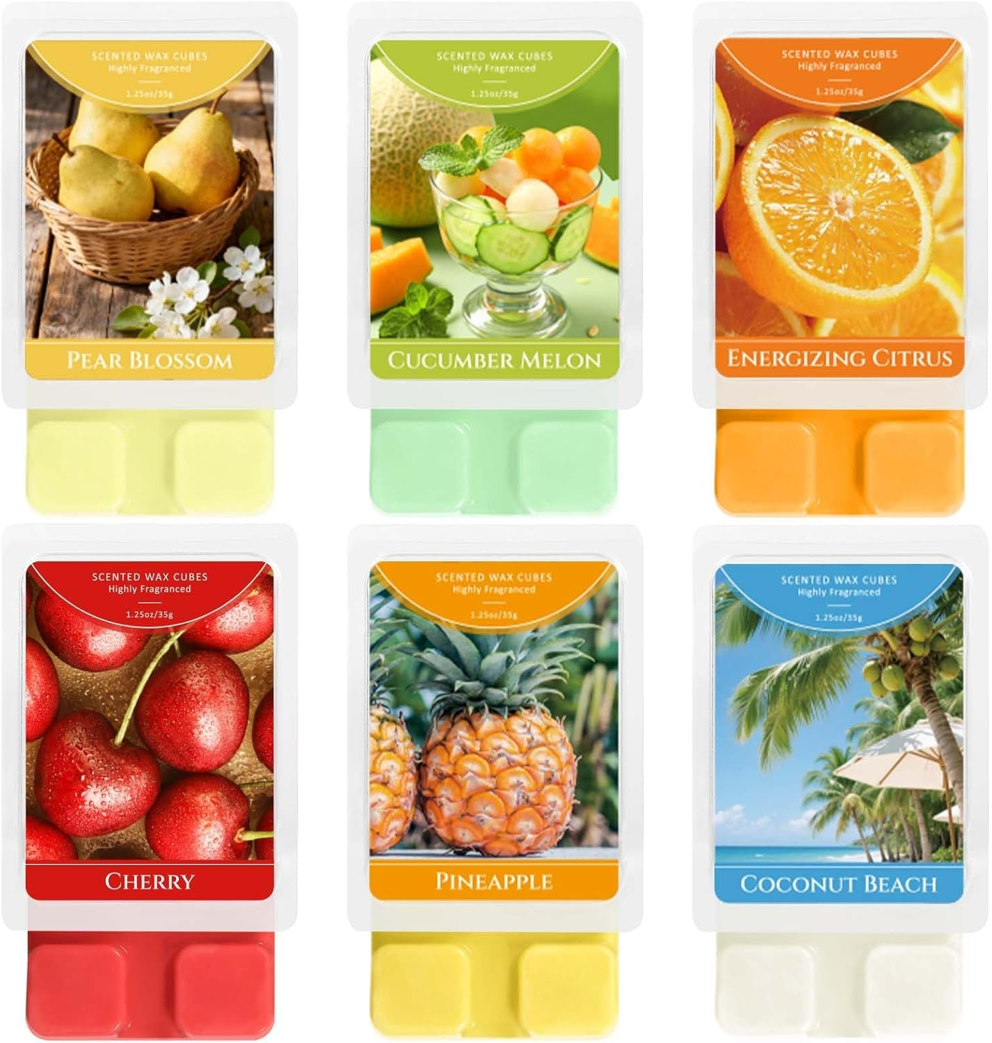LA BELLEF&Eacute;E Wax Melts, Cashmere Scent Wax Cubes 4 Pack, Soy Wax for Candle Making,Wax Cubes, Christmas Decoration and Home Fragrance - Pear Blossom/Cherry/Cucumber Melon/Pineapple/Vibrant Citrus/Coconut Beach