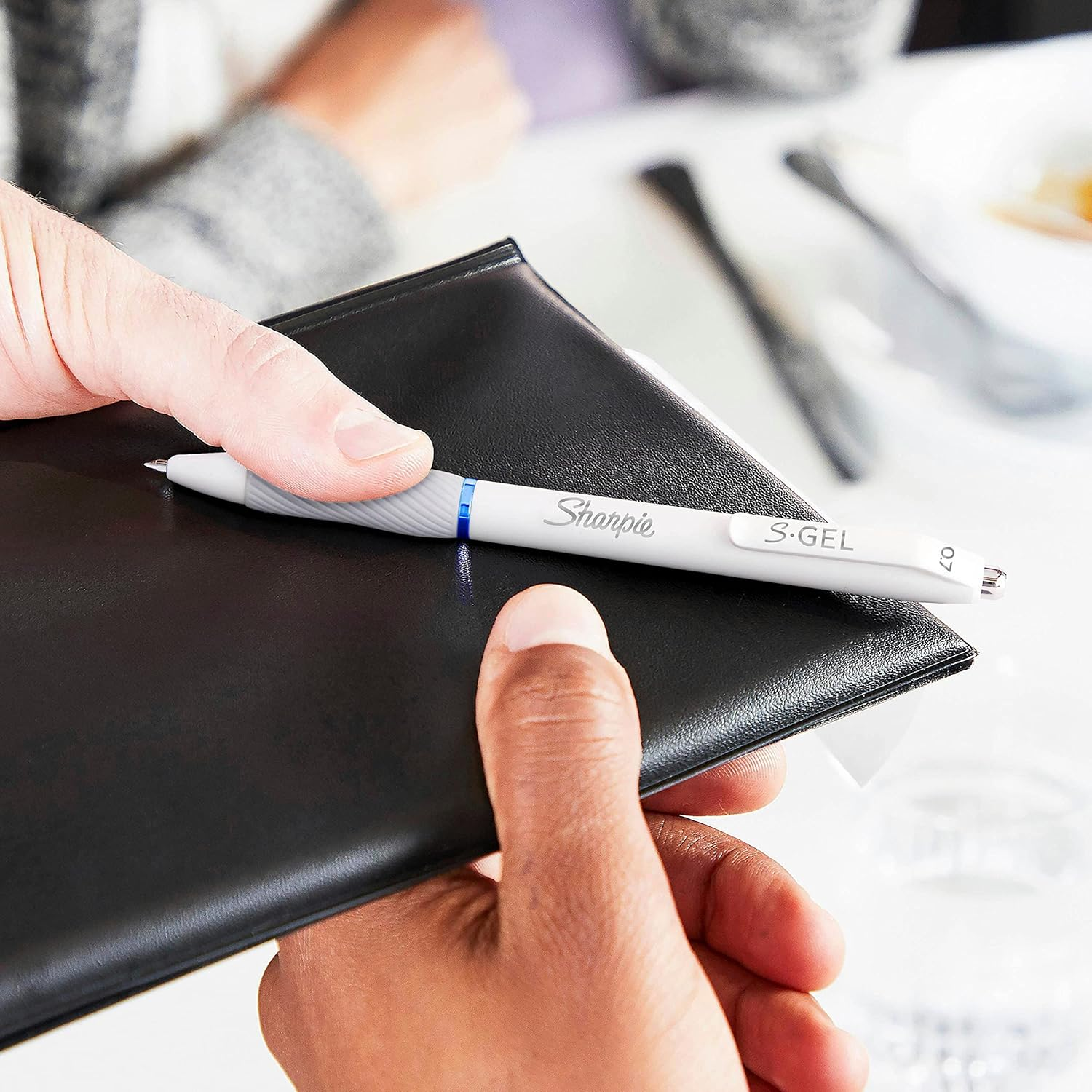 Sharpie S-Gel, Gel Pens, Drawing Pens, Gel Ink Pens for Journaling, Writing Pens, Coloring Pens, Medium Point Pens (0.7Mm), Pearl White Body, Black Ink Gel Pen, 12 Count image number 4