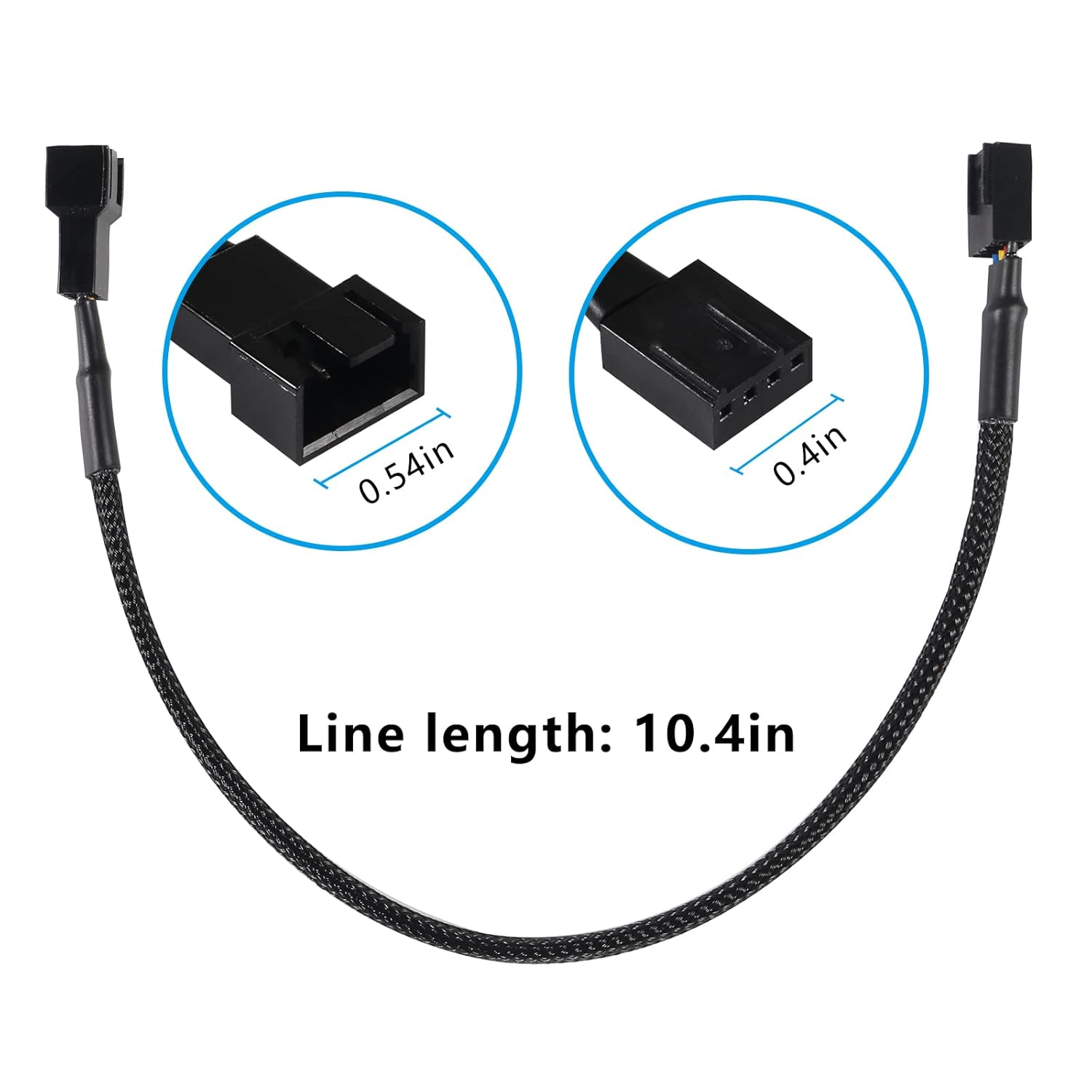 DIANN 5Pcs PWM Fan Splitter Cable 4-Pin Sleeved Braided Adapter Computer PC Fan Power Extension Cable Converter for Computer ATX Case 4-Pin/3-Pin Cooling Fan Cable image number 6