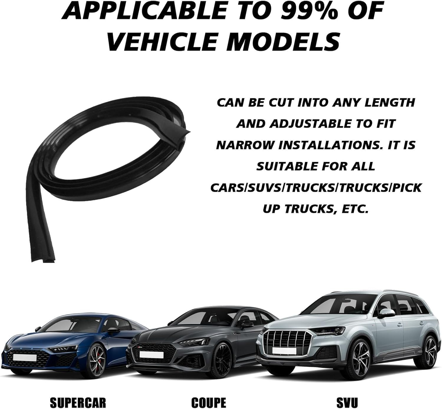 1.7M/ 5.6Ft Windshield Cowl Rubber Seal Strip, H-Shape Black Molding Trim Strips for Most Cars Trucks Suvs image number 2