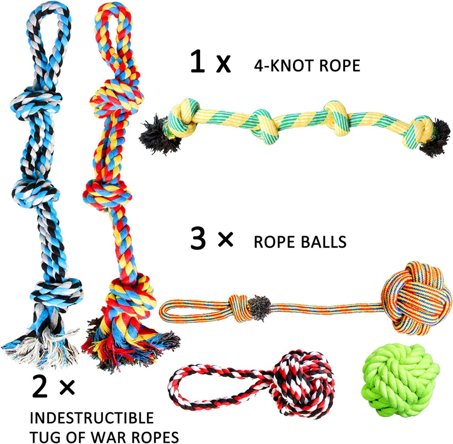 Youngever 6 Pack Large Dog Rope Toys, Dog Chew Toys, Dog Toys for Large, Medium to XL Large Dogs image number 1