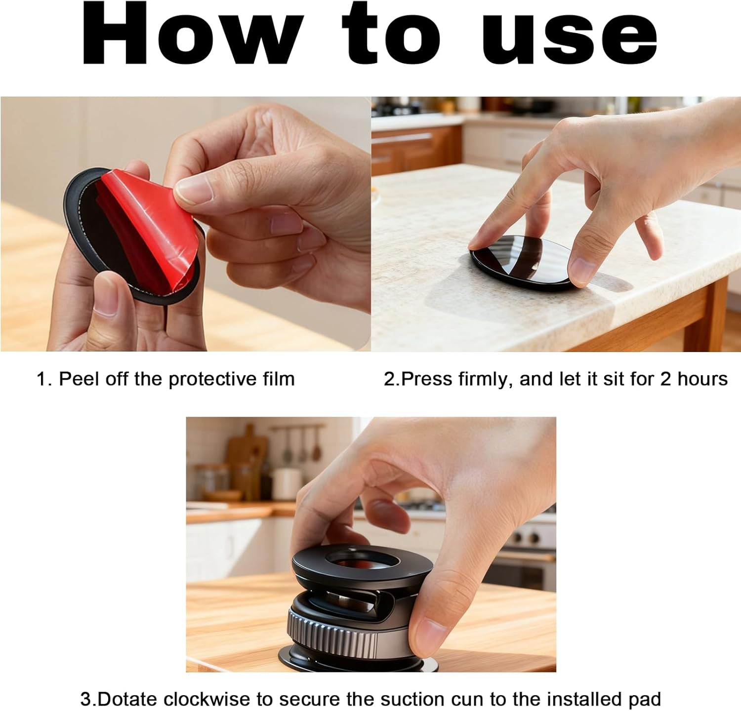 360&deg; Magnetic Car Phone Holder Mount - Super Strong Vacuum Suction, Foldable & Adjustable for Most Mobile Phones, Suitable for Dashboard/Windshield/Gym Use (Black)