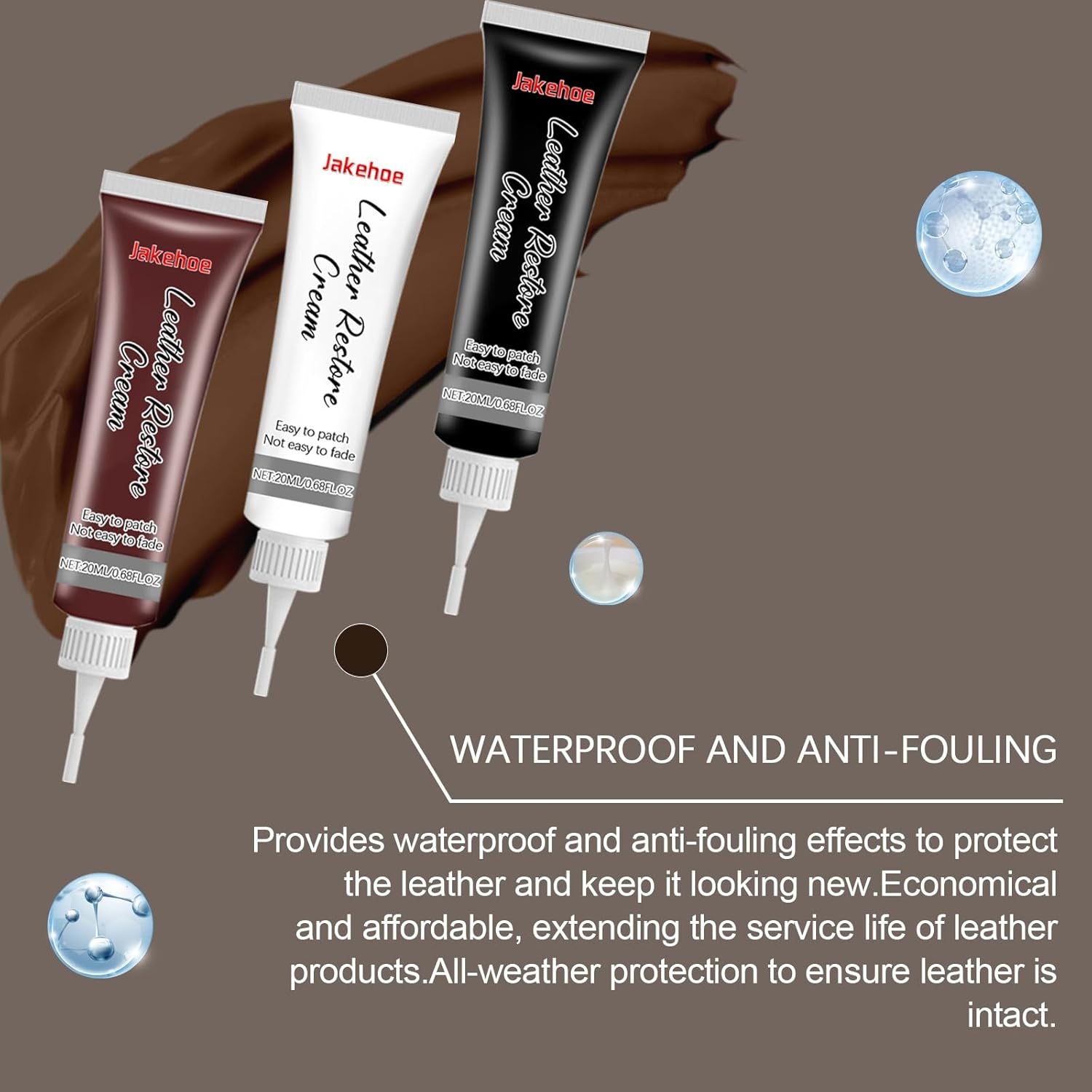 Leather Restore Kit, 60Ml Repair Cream Set with Accessories, 3 Colors image number 3